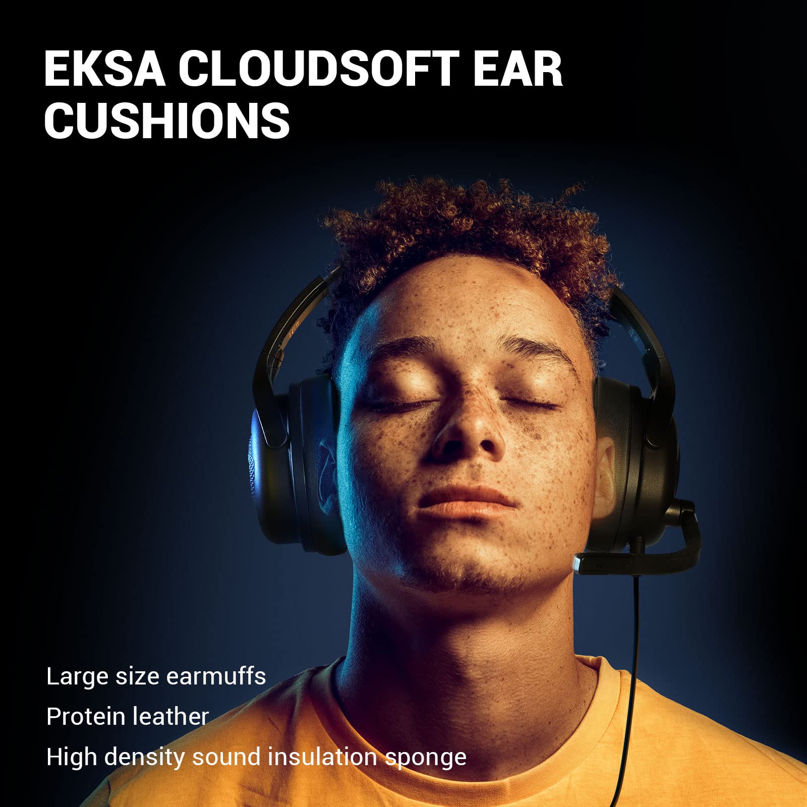 EKSA E4 AirComfy Lightweight Gaming Headset with Microphone - 263g Wired Headphones for PS5, PS4, Xbox One & PC - 50mm Drivers, Crystal Clear Surround Sound, Flip-to-Mute Mic - Perfect for Competitive Gaming & Long Sessions