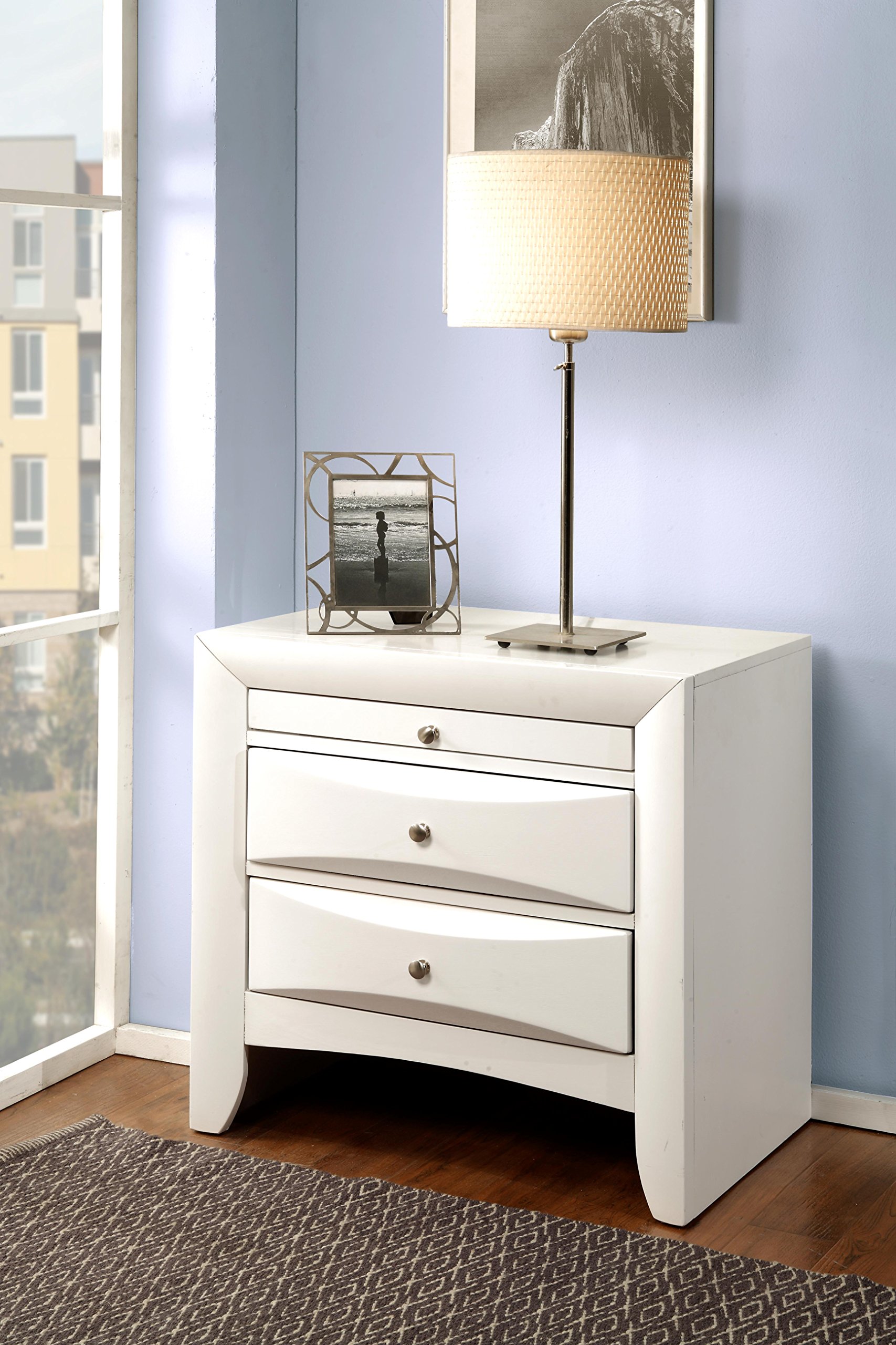 White Acme Ireland 2-Drawer Wood Nightstand - Bedside Table for Bedroom, Living Room & Guest Room