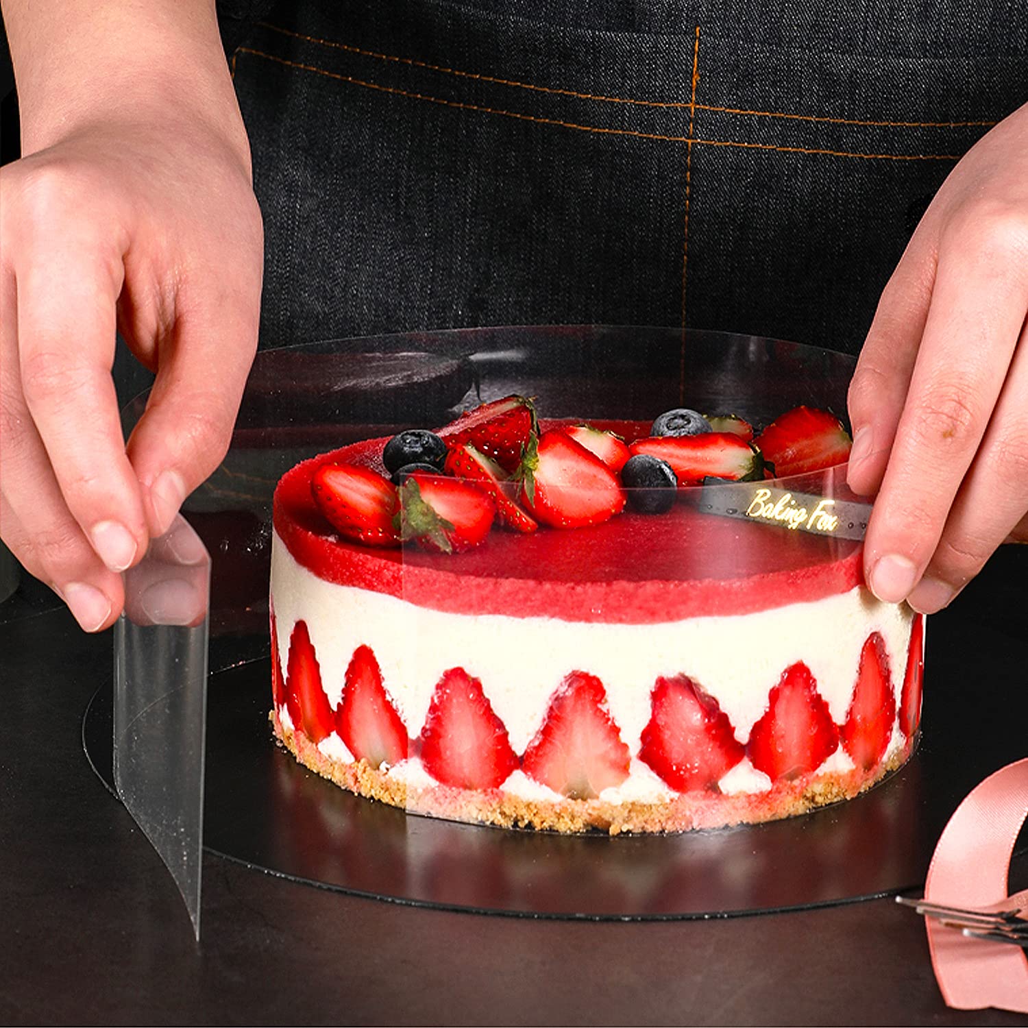 2 Pack Clear Acetate Cake Collar Strips for Mousse, Chocolate & Baking - 5.9