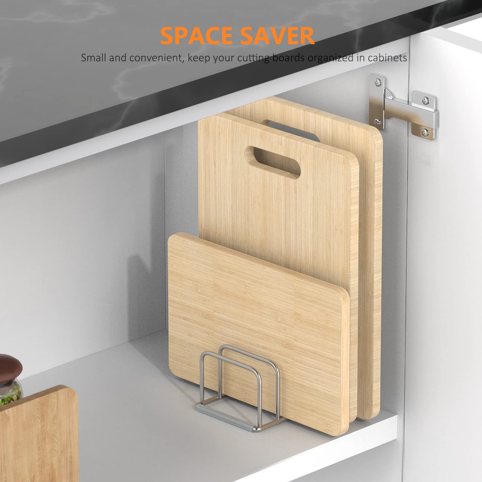 Premium 304 Stainless Steel Cutting Board Organizer Stand - Kitchen Countertop Storage Rack for Chopping Boards, Pot Lids, Baking Sheets & Cookie Trays (1-Inch Slots) - Space-Saving Solution for Organized Kitchens & Baking Stations