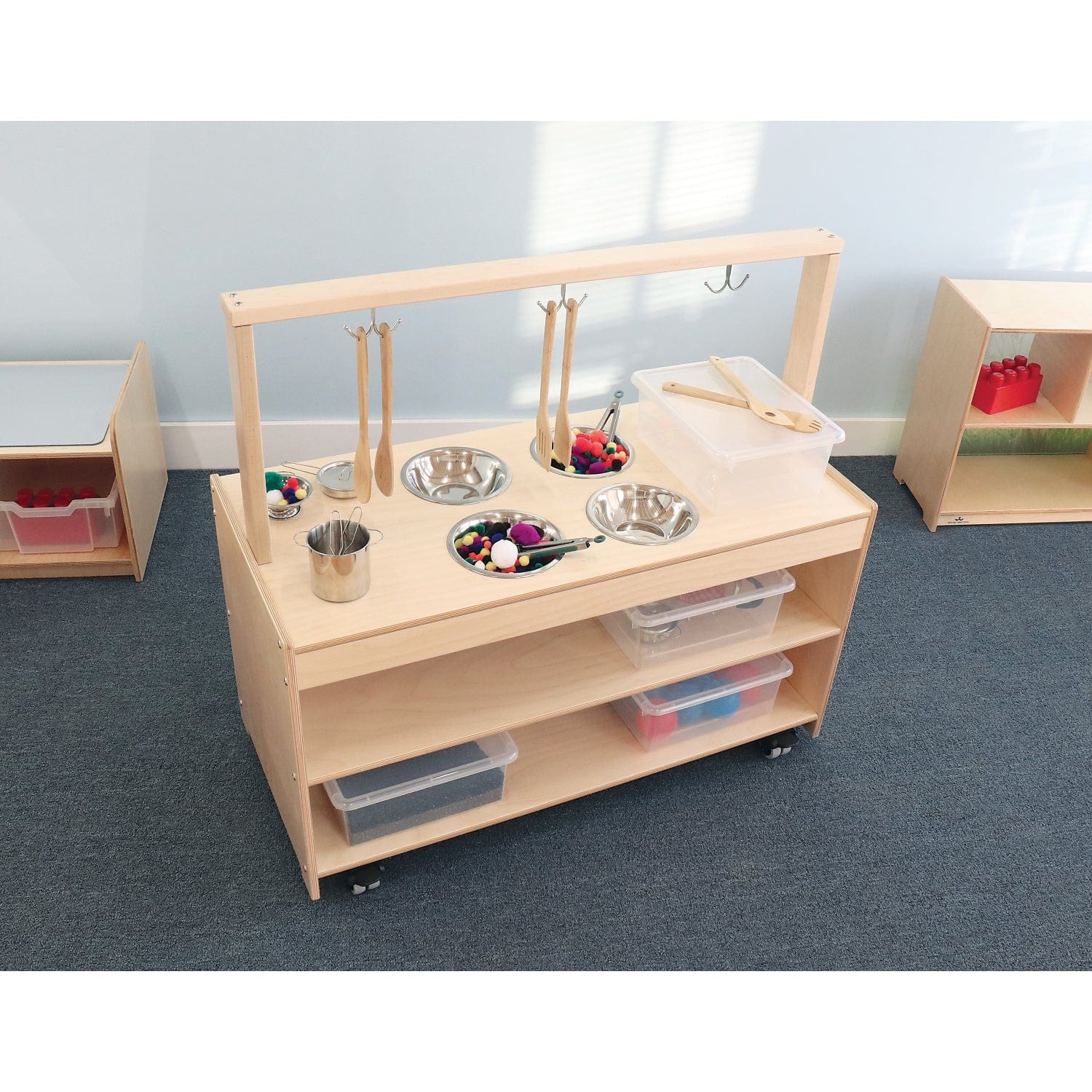 Portable Kids Play Kitchen Set - Montessori Sensory Toys for Toddlers, Pretend Cooking Toy with Lights & Sounds - Perfect for Indoor & Outdoor Role Play Games, Birthday Gifts for Boys & Girls Ages 3-6