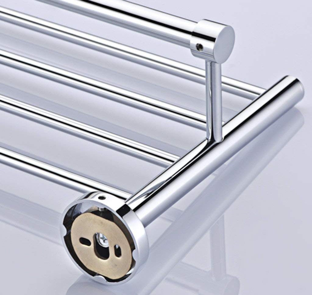 Premium Brass Wall-Mounted Bathroom Towel Rack - Chrome Plated 25x8.3 Inch (63.5x21.2cm) Space-Saving Storage Solution for Bathrooms, Spas & Luxury Hotels