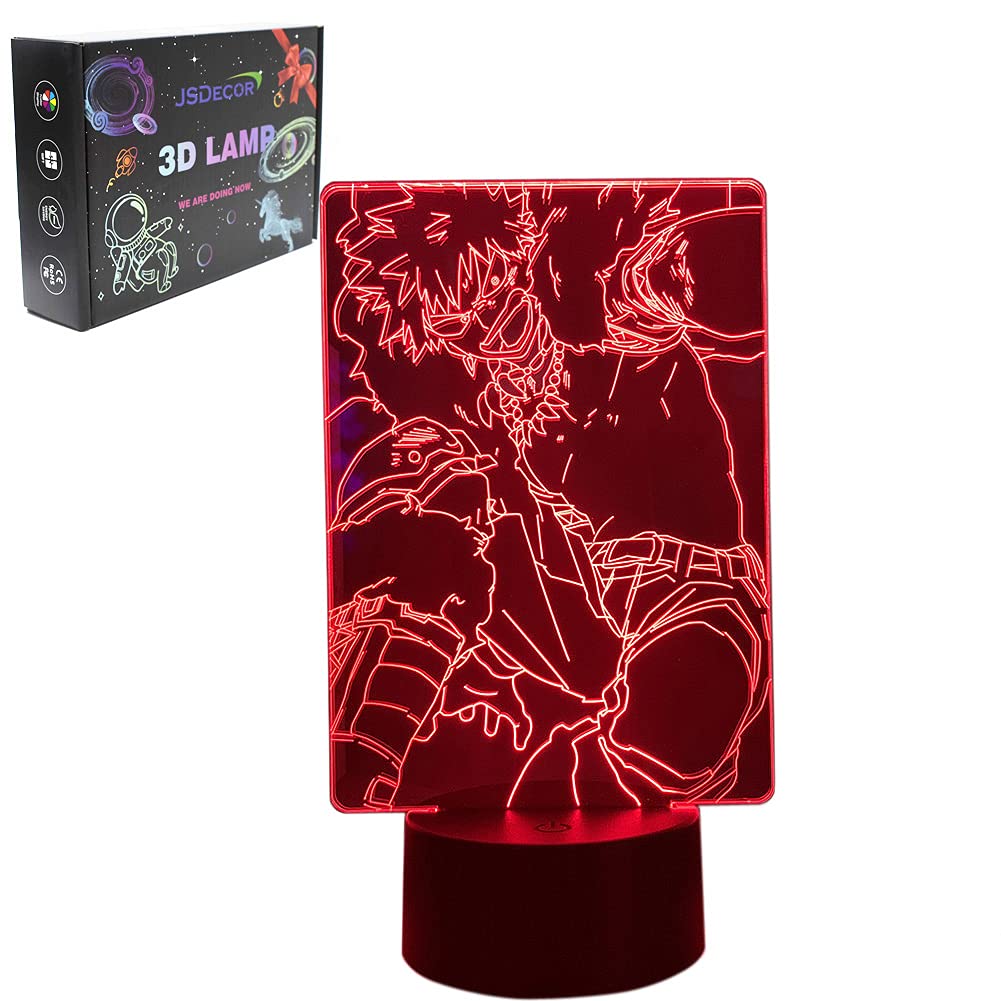 My Hero Academia Bakugou 3D Optical Illusion LED Night Light - 7 Color Changing Anime Desk Lamp for Kids Bedroom, Christmas Birthday Gift, Home Decor & Party Decoration | Perfect for Anime Fans & Collectors