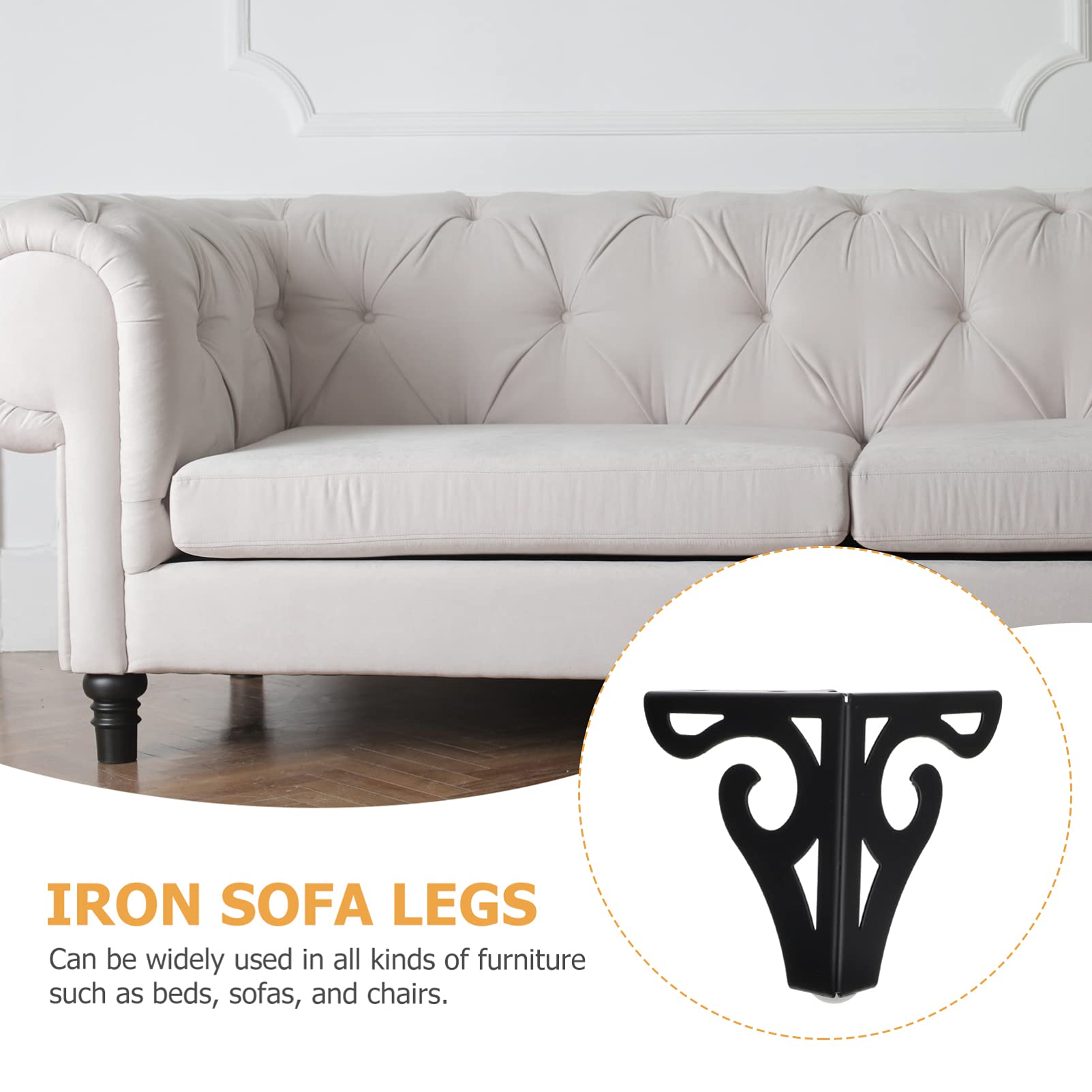 ULTECHNOVO 4 Pack Hollow Metal Furniture Legs - Black Iron Replacement Legs for Tables, Cabinets, Couches & Chairs - Heavy Duty Support Legs for Home & Office Furniture