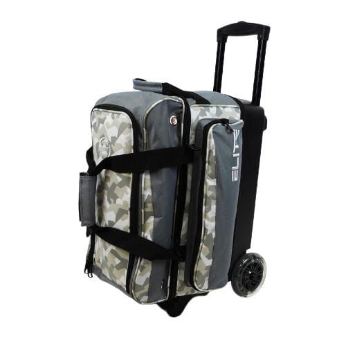 ELITE Deluxe Double Roller Bowling Bag - Grey Camo Design for Easy Transport | Perfect for League Play & Tournaments | Durable & Stylish Bowling Gear