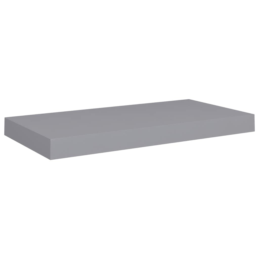 Modern Floating Wall Shelf Set of 2 - Gray MDF Ledge Shelves 19.7