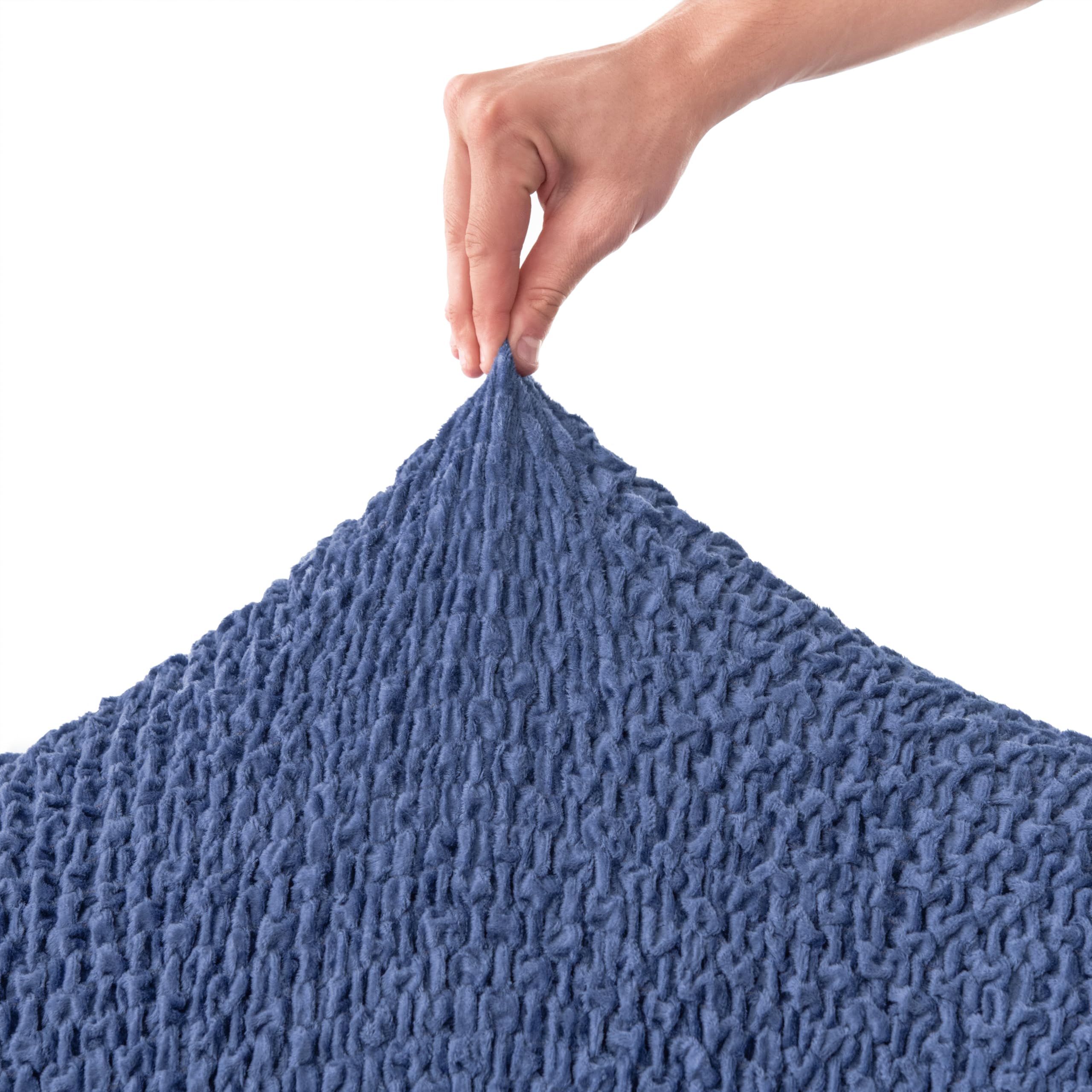 PAULATO BY GA.I.CO. Stretch Sofa Slipcover - 1-Piece Washable Couch Cover for Pets - Soft Polyester Fabric with Velvet Texture - Form-Fitting Protector for Living Room Furniture (Blue) | Perfect for Pet Owners & Home Decor Upgrade