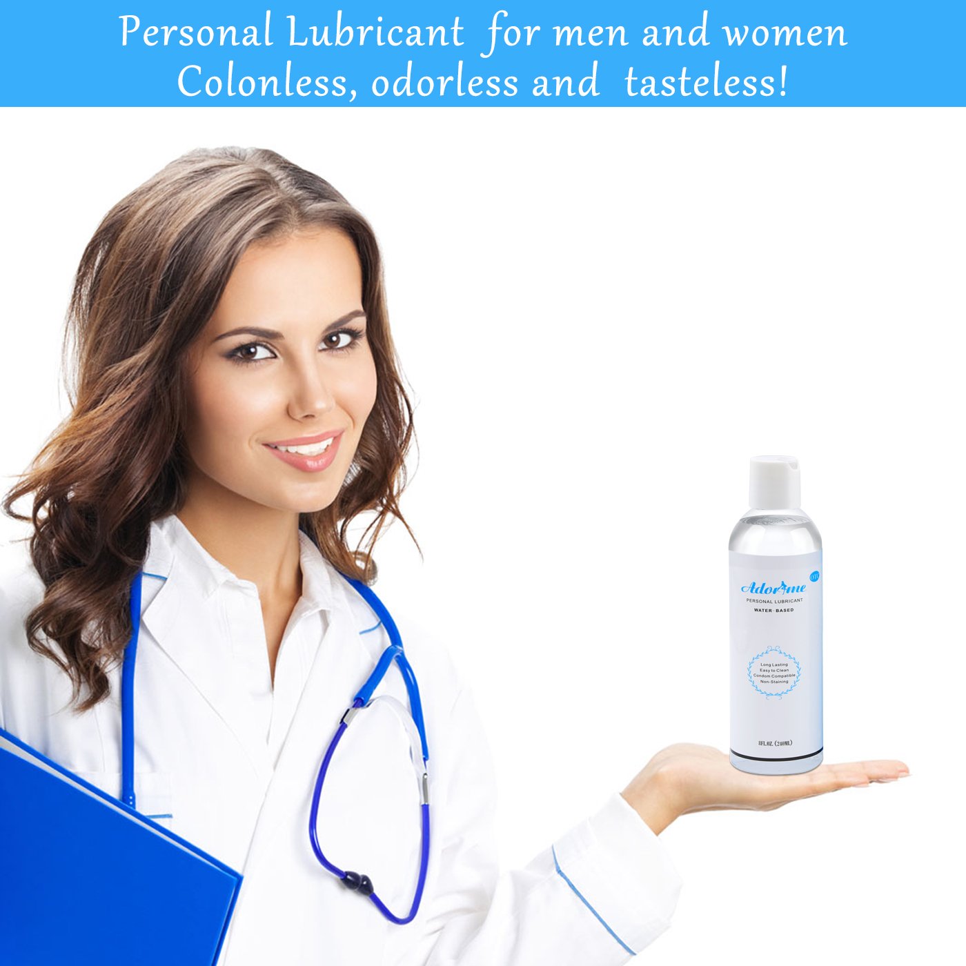 Adorime Water-Based Personal Lubricant for Women & Men - Long-Lasting Sex Lube for Vaginal Dryness, Anal Play & Adult Toys - Condom Compatible - 8 oz - Perfect for Couples, Solo Play & Enhanced Intimacy