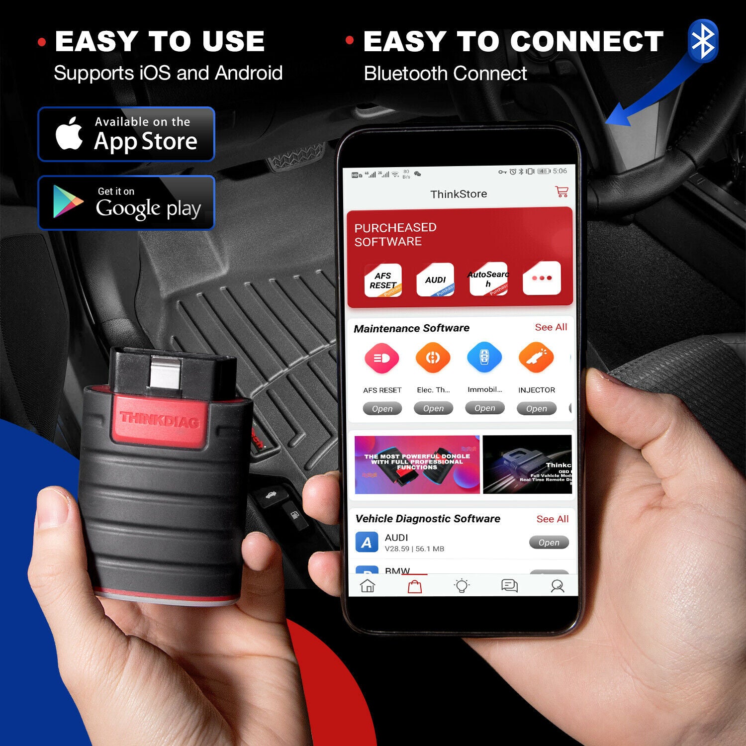 ThinkDiag OBD2 Bluetooth Scanner - All System Bidirectional Scan Tool with OE-Level Diagnostics | 30% OFF | Perfect for Car Mechanics & DIY Auto Repairs