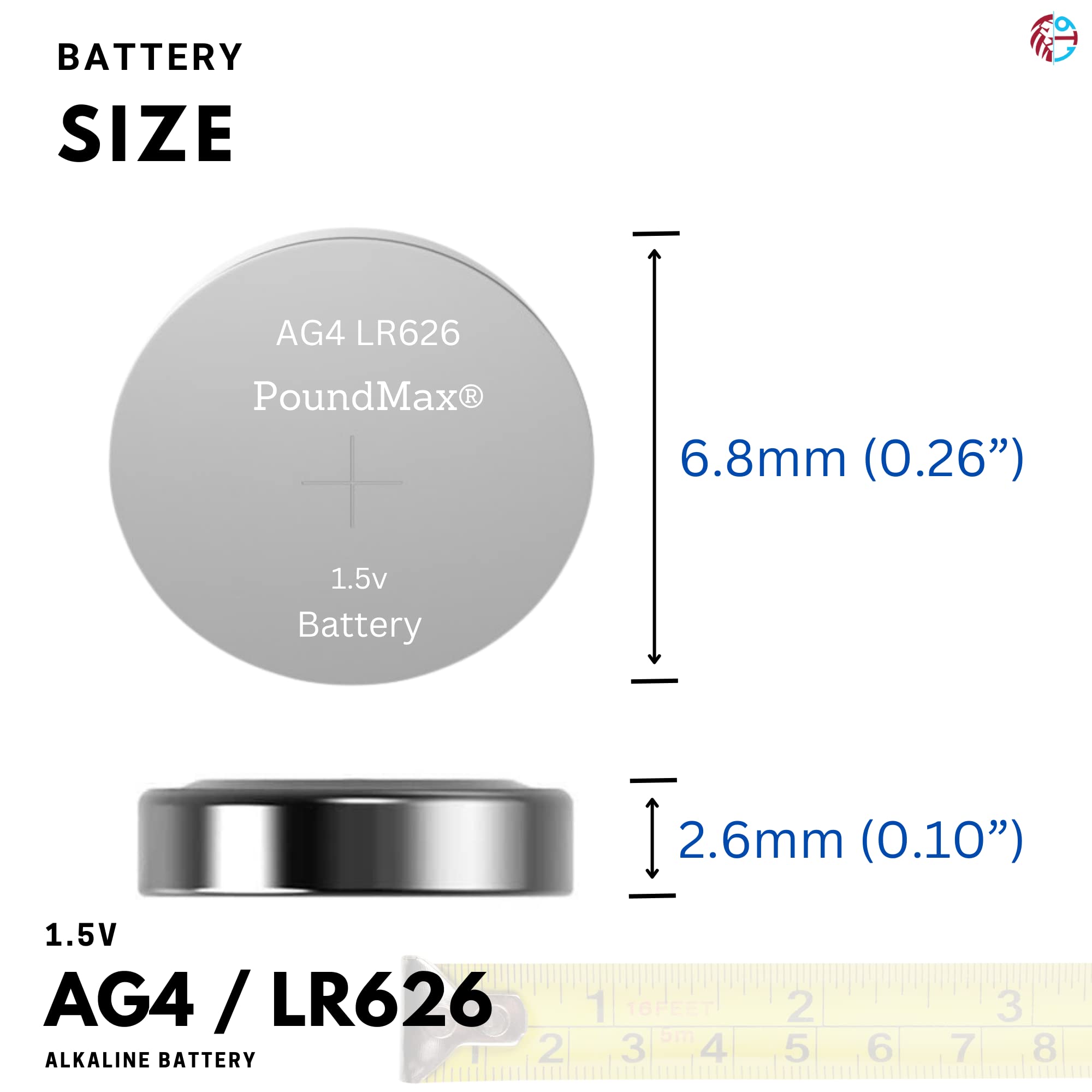 AG4 LR626 1.5V Alkaline Button Cell Batteries (10-Pack) - Perfect for Watches, Calculators, Thermometers & Small Electronics