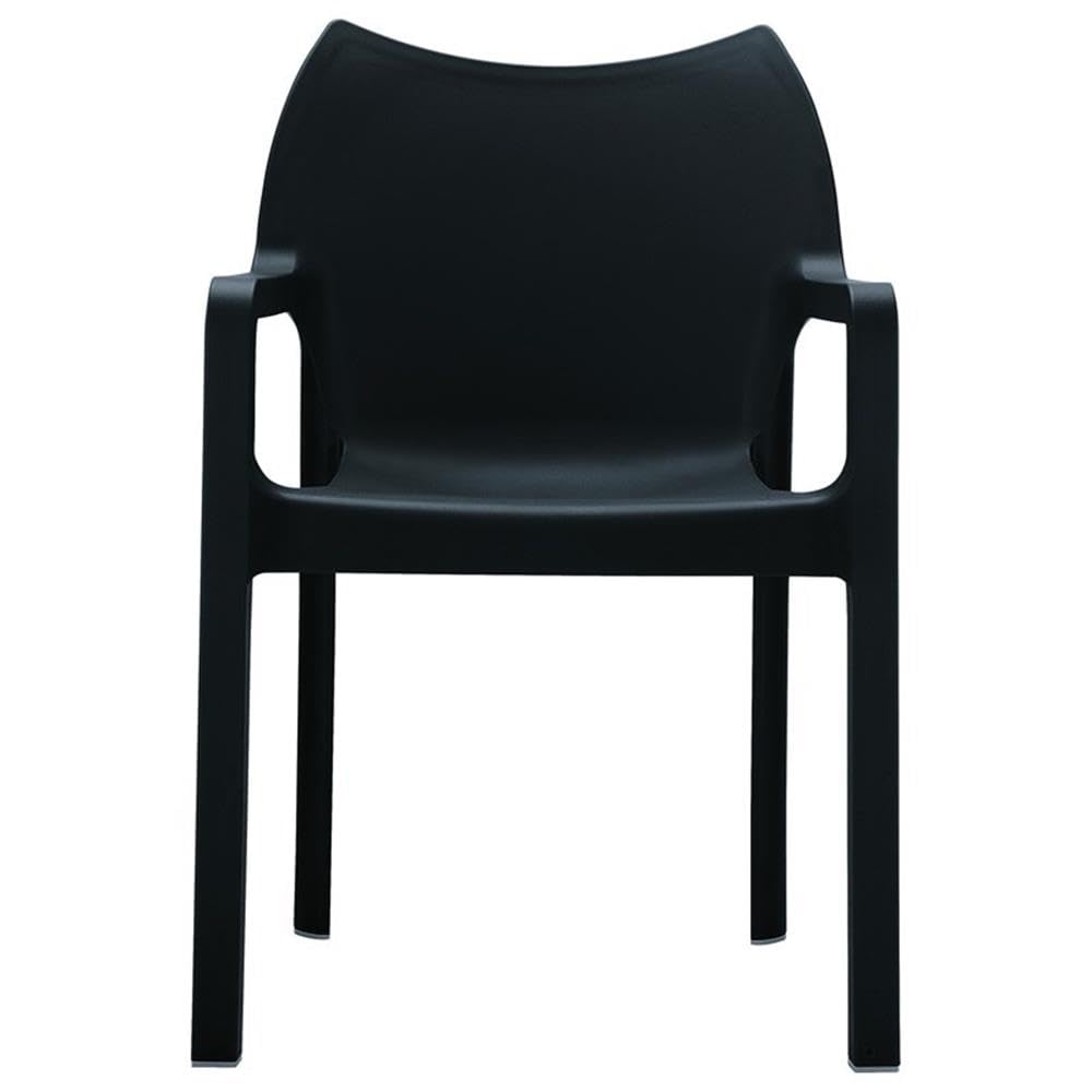 Premium Black Resin Outdoor Patio Dining Arm Chairs (Set of 4) - Weather-Resistant, Durable & Stylish for Backyard, Garden, Poolside or Deck Seating