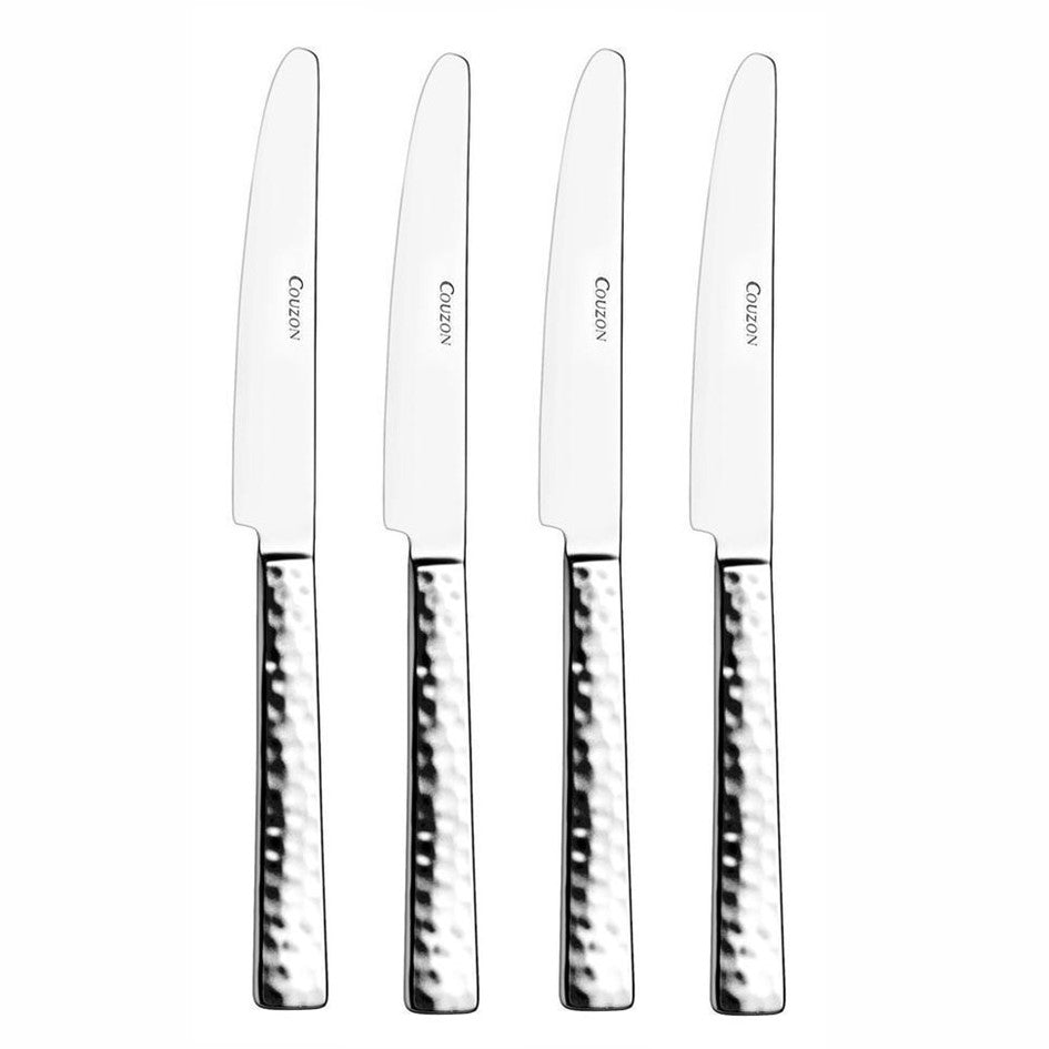 Ato Hammered Stainless Steel Table Knife Set of 4 - Elegant Flatware for Dinner Parties, Restaurants & Home Dining
