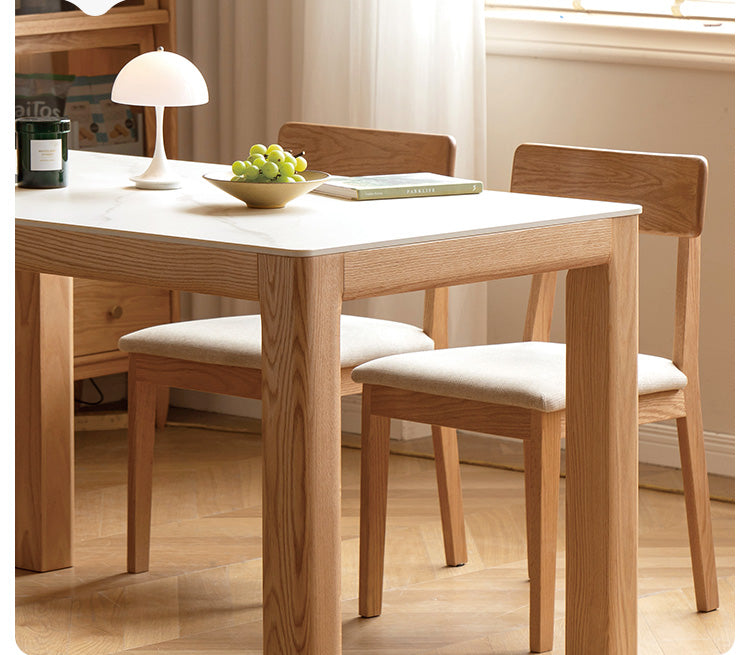 Solid Oak Wood Dining Table - Simple Modern Design for Kitchen, Dining Room & Small Spaces