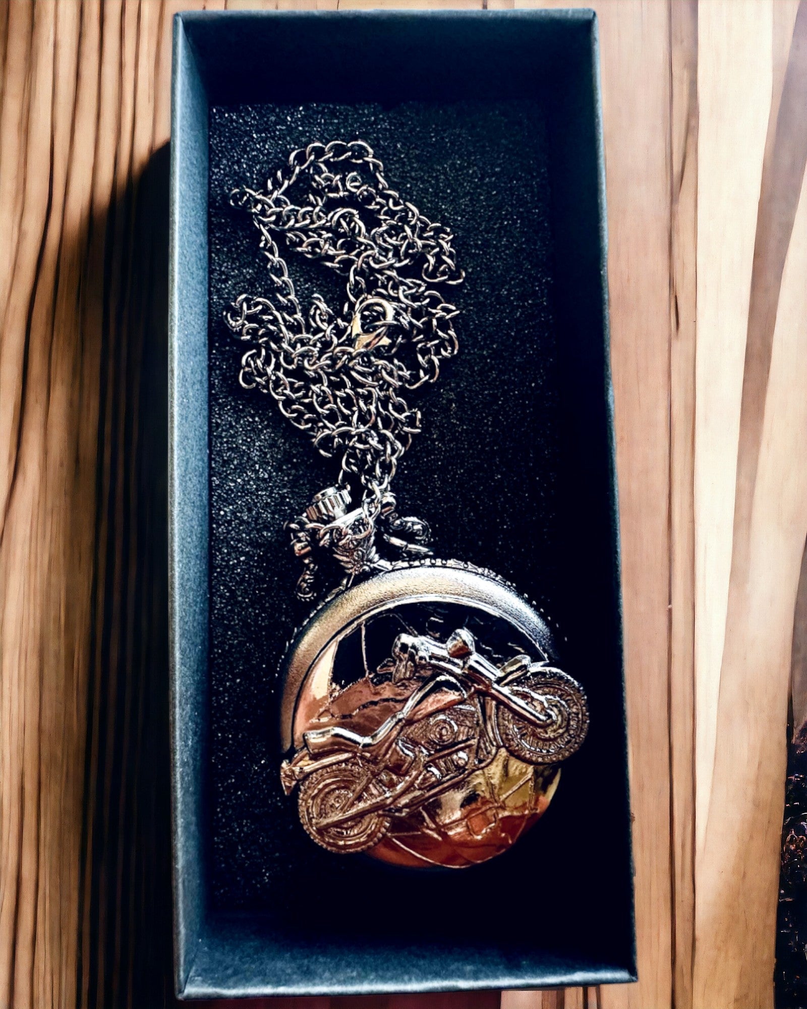 Vintage Engraved Pocket Watch for Motorcycle Enthusiasts - Personalized Gift for Riders & Bikers - Perfect for Anniversaries, Birthdays & Special Occasions