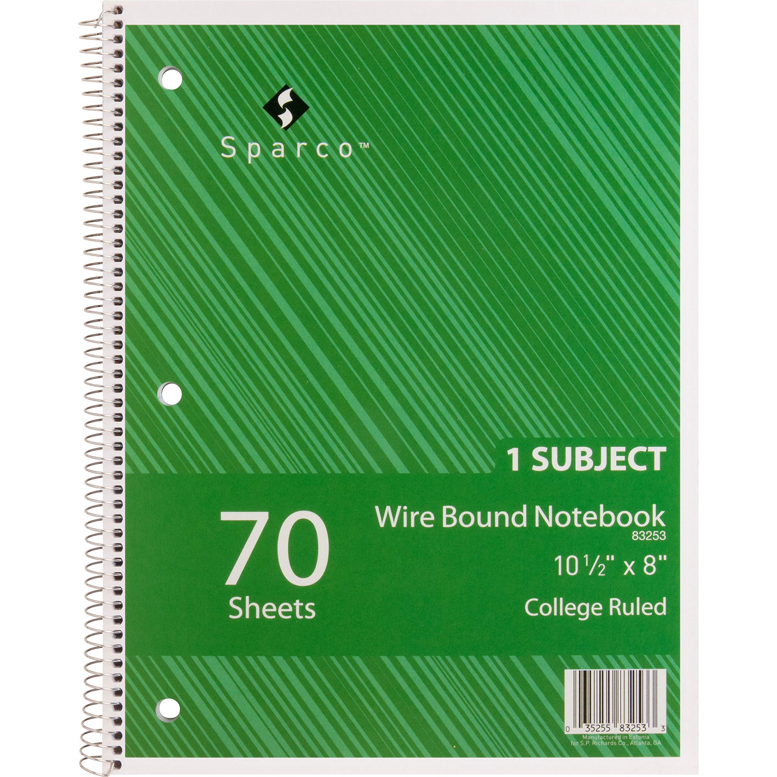 Sparco Wire Bound College Ruled Notebook - 80 Sheets, 8.5
