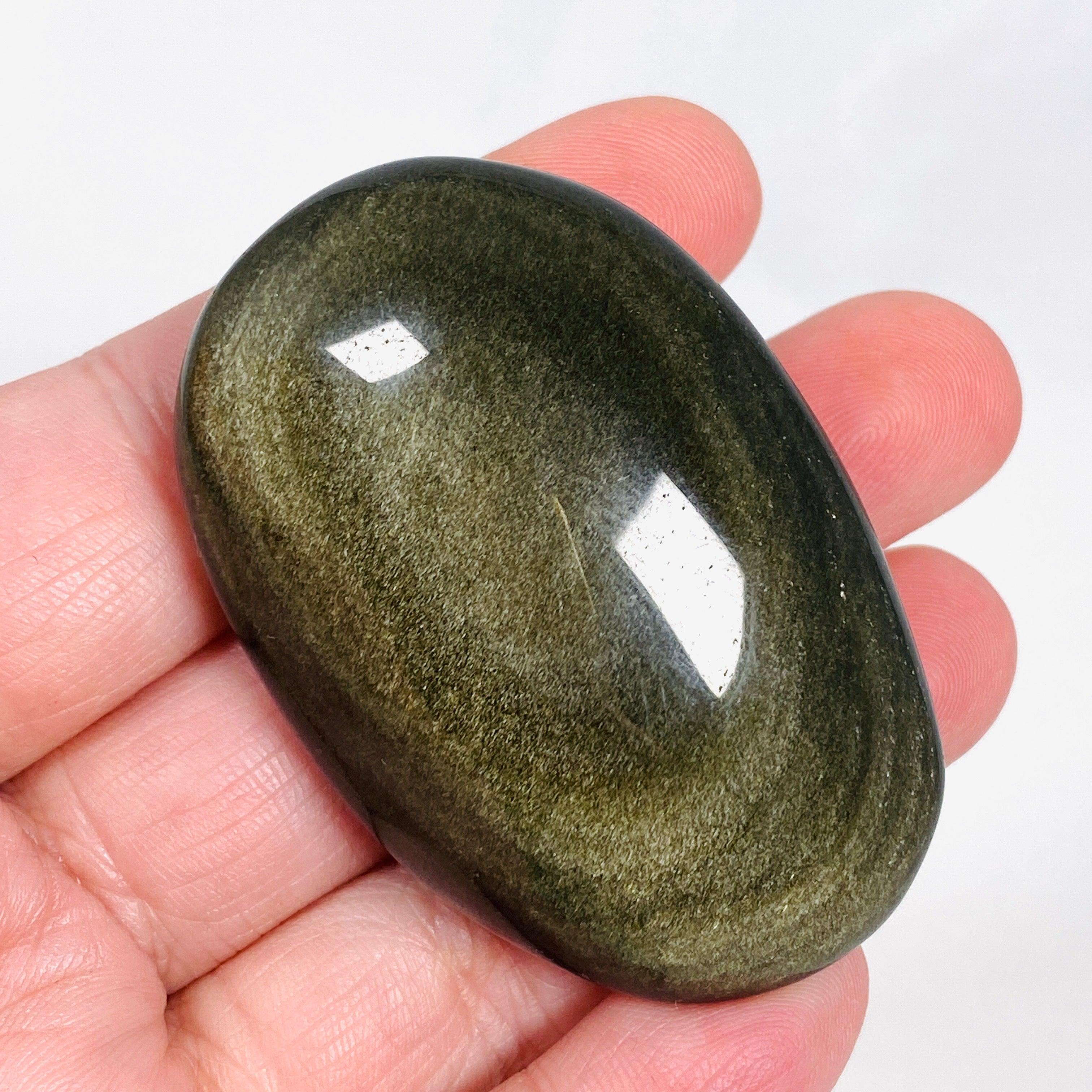 Sheen Obsidian Palm Stone - 50-65g Natural Healing Crystal for Stress Relief & Meditation - Perfect for Reiki, Chakra Balancing & Spiritual Practices