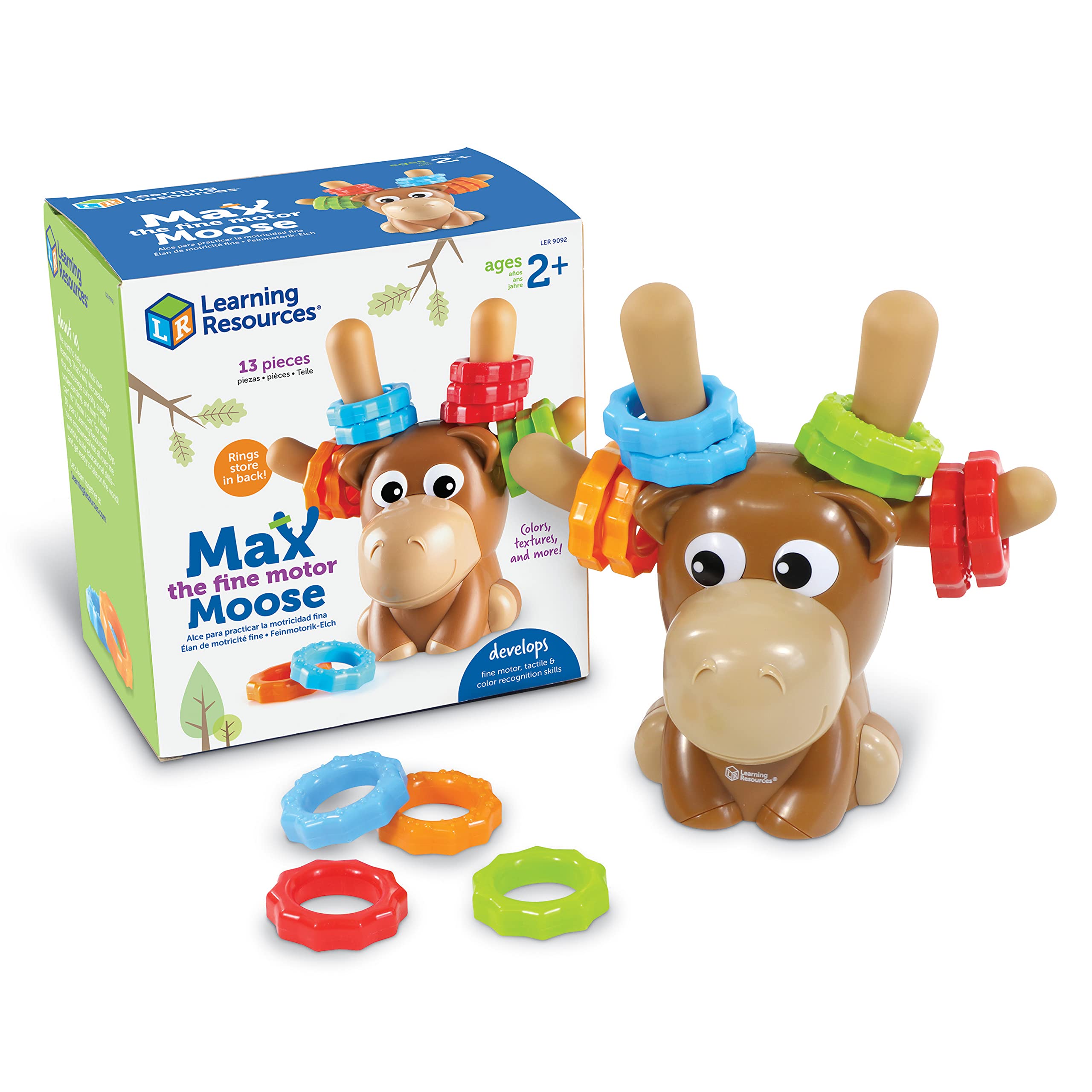 Learning Resources Max the Fine Motor Moose - 13-Piece Toddler Learning Toy for Fine Motor Skills Development, Preschool Educational Toys for Kids Ages 2+ | Perfect for Early Childhood Development & Classroom Activities