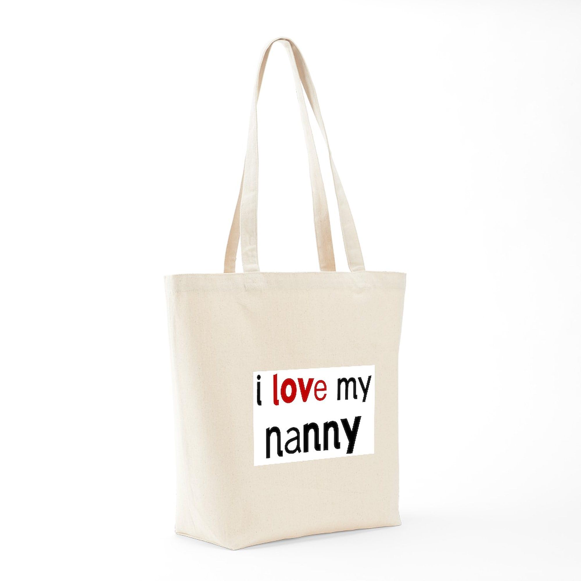 I Love My Nanny Natural Canvas Tote Bag - Reusable Shopping Bag for Nannies, Caregivers & Grandparents - Perfect for Groceries, Work & Daily Errands