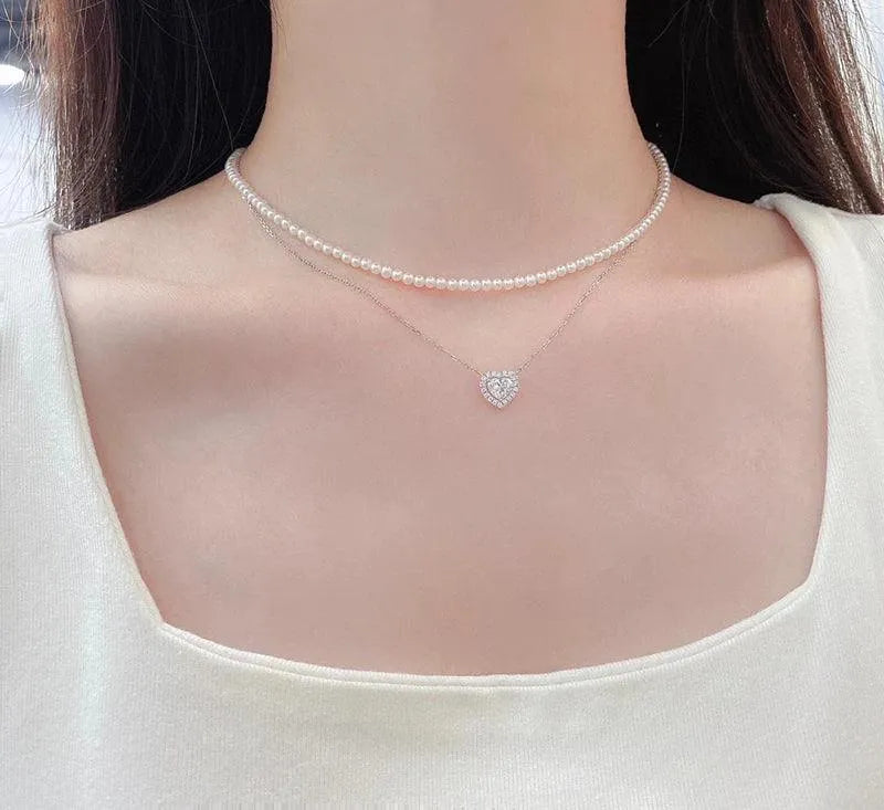 18K White Gold Heart Pendant Necklace with Real Natural Diamond - Romantic Engagement Jewelry for Women - Perfect for Anniversaries, Proposals & Special Occasions