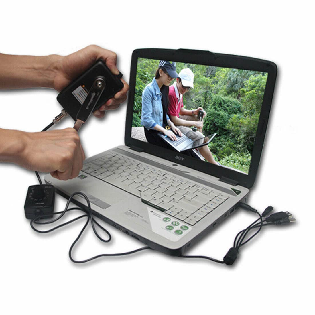 30W Hand Crank Generator with DC Converter - Portable 0-28V Dynamo Charger for Phones, Laptops & Emergency Power - Camping, Outdoor & Off-Grid Use - Black