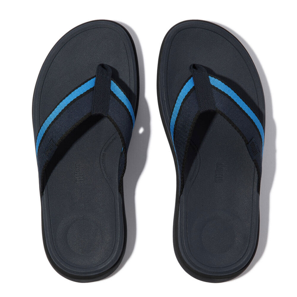 FitFlop Men's F-Mode Go Tonal Webbing Sandals - Comfortable Walking Shoes for Men, Navy Blue & Black | Perfect for Beach, Pool & Summer Outdoor Activities
