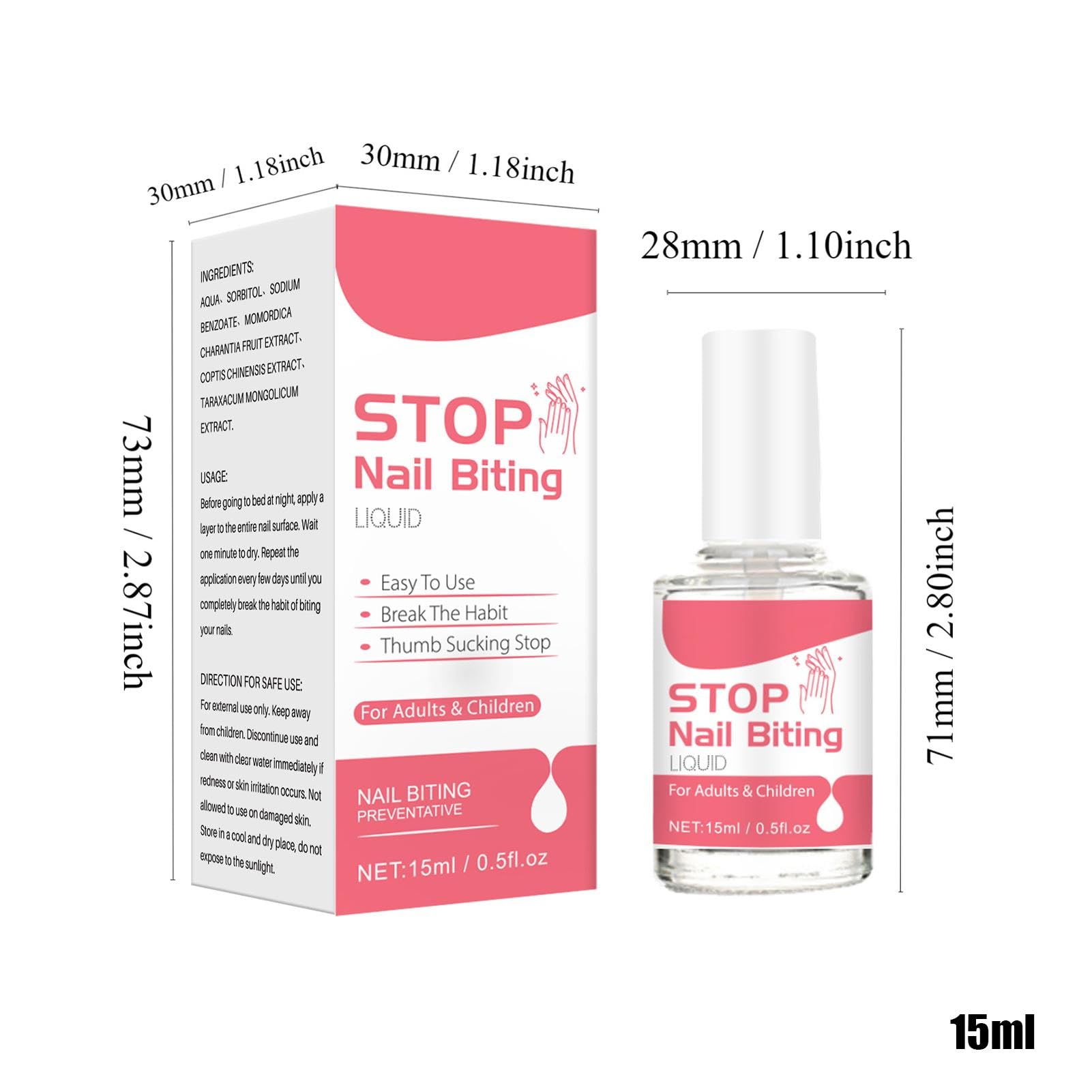 Bitter Nail Biting Prevention Polish for Kids & Adults - 0.5oz Safe Nail Bite Stopper with Long-Lasting Bitter Taste | Stop Thumb Sucking & Finger Chewing Habit | Dermatologist-Tested Formula | Perfect for Home, School & Travel Use