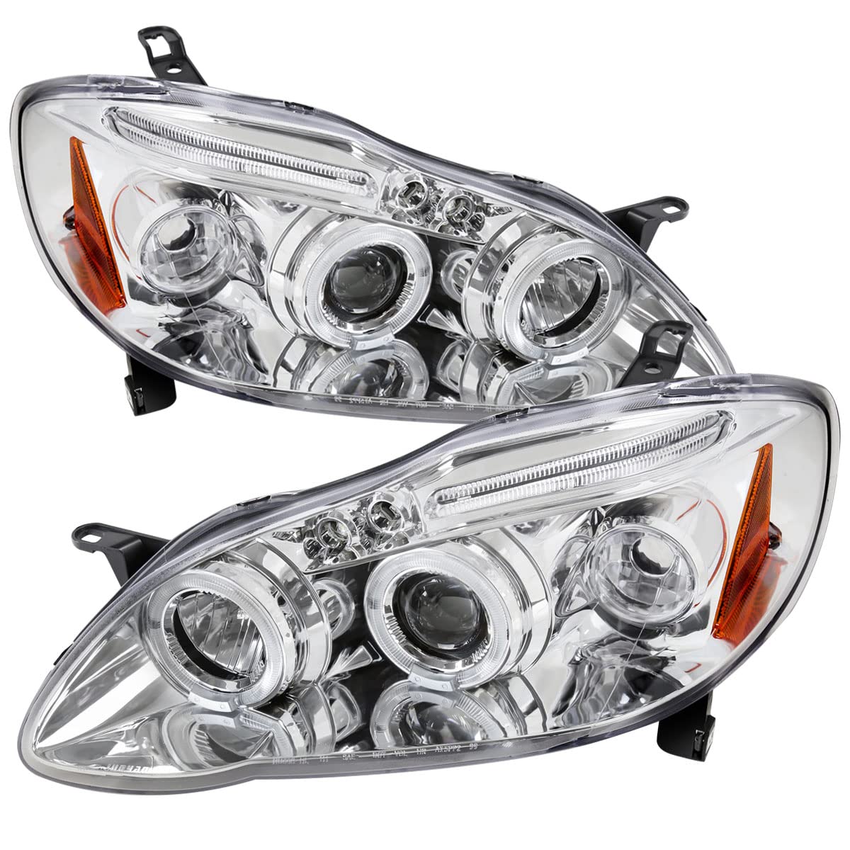 03-08 Toyota Corolla CE/S/LE Clear LED Halo Projector Headlights - High Performance Driving Lamps for Night Visibility & Style Upgrade | Perfect for Daily Commute & Road Trips