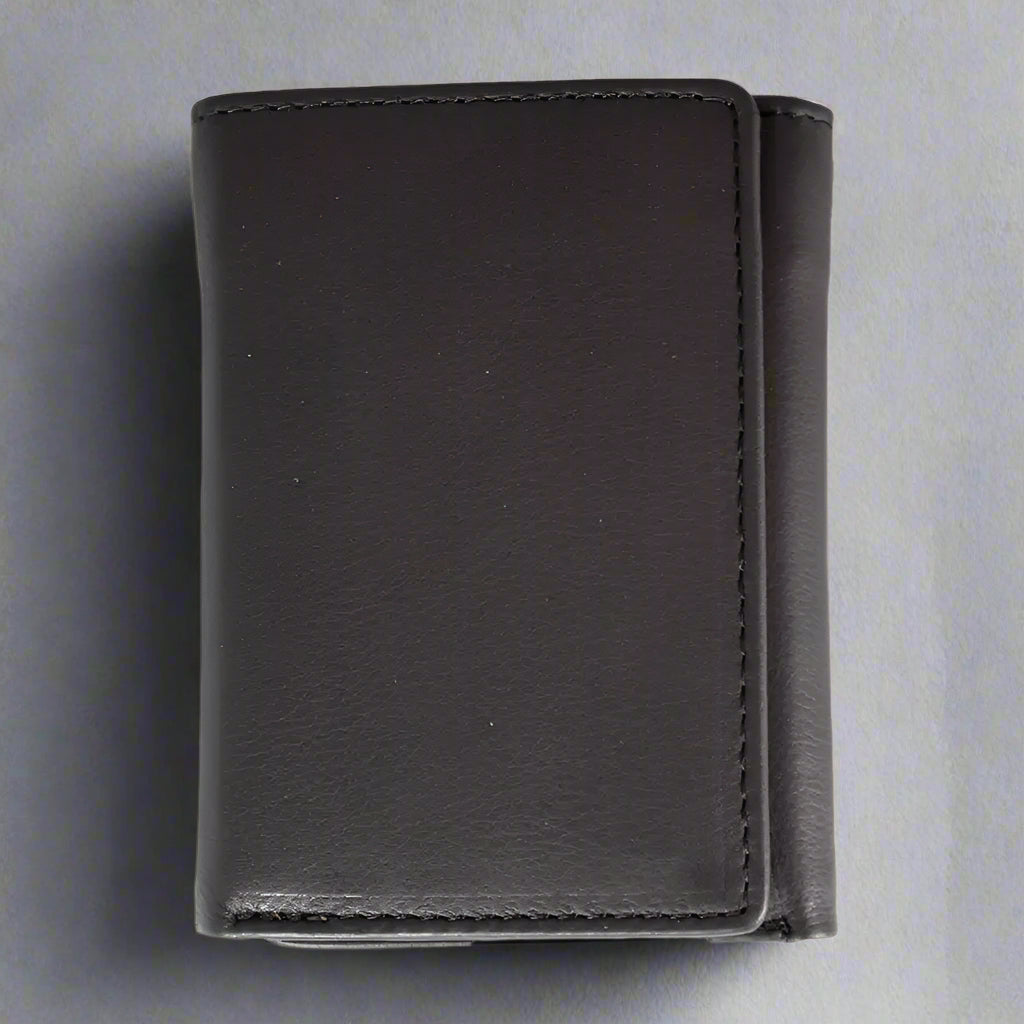 Premium Men's Flip Up Trifold Leather Wallet RFID Blocking - Slim Bifold Wallet for Cash & Cards - Perfect for Business, Travel & Everyday Use