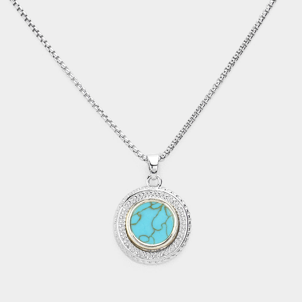 Turquoise Natural Stone Pendant Necklace for Women - Elegant Bohemian Jewelry for Everyday Wear & Special Occasions