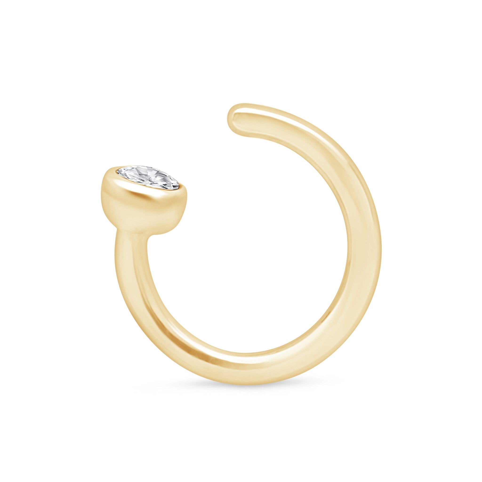 14k Yellow Gold Cubic Zirconia Ear Cuff - Elegant Cartilage Hoop Earrings for Women - Perfect for Parties, Weddings & Everyday Wear