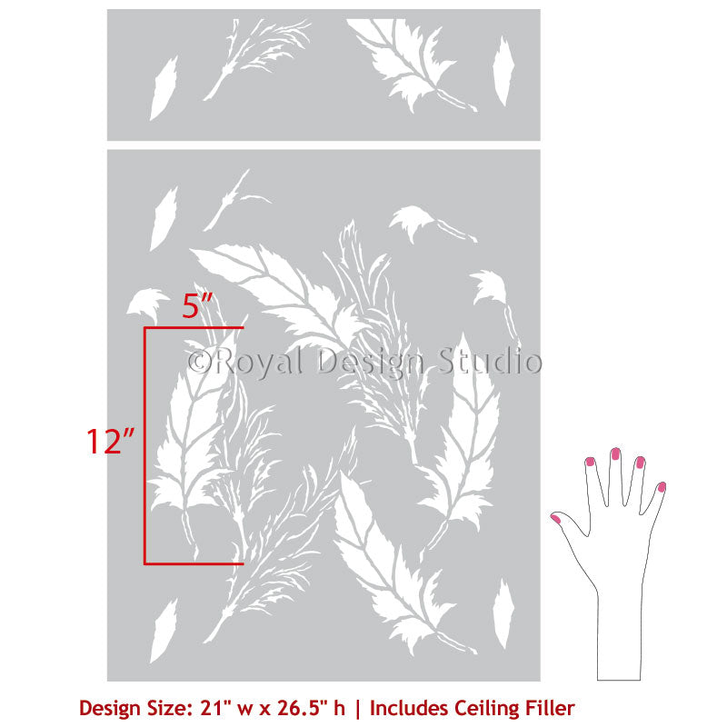 Premium In-Flight Feather Raven & Lily Stencil Set for DIY Crafts, Wall Art, and Home Decor | Perfect for Scrapbooking, Canvas Painting, and Mixed Media Projects