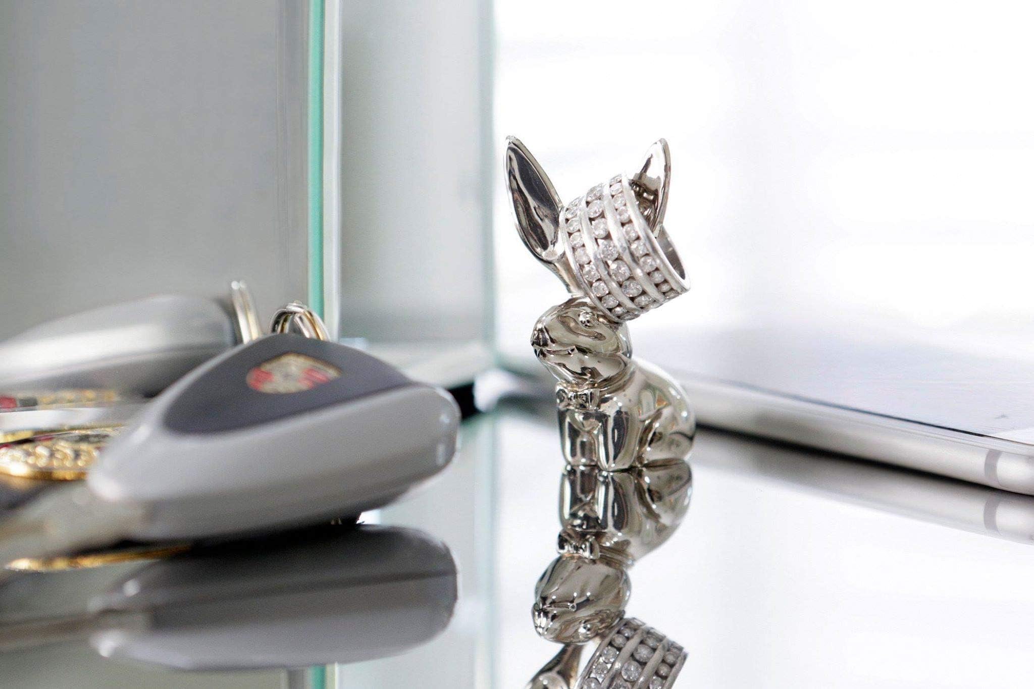Bunny Ring Holder - Elegant Chrome Jewelry Organizer for Rings, Earrings & Small Accessories | Perfect for Bathroom Countertop, Dresser, and Vanity Display