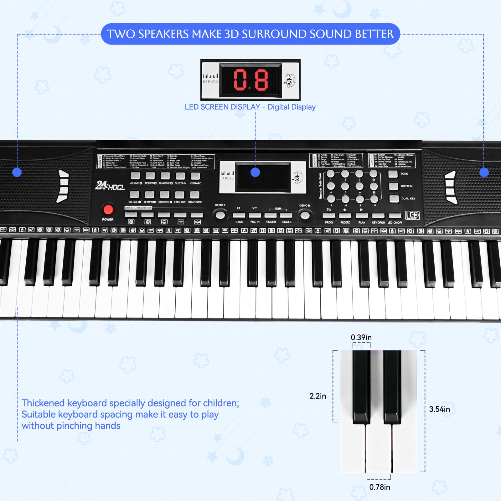 61-Key Kids Electric Piano Keyboard with Lighted Keys, 100 Voices & Rhythms, Includes Microphone - Perfect for Beginners, Home Learning & Birthday Gifts (Black) - Ideal for Music Lessons, Family Entertainment & Early Childhood Education