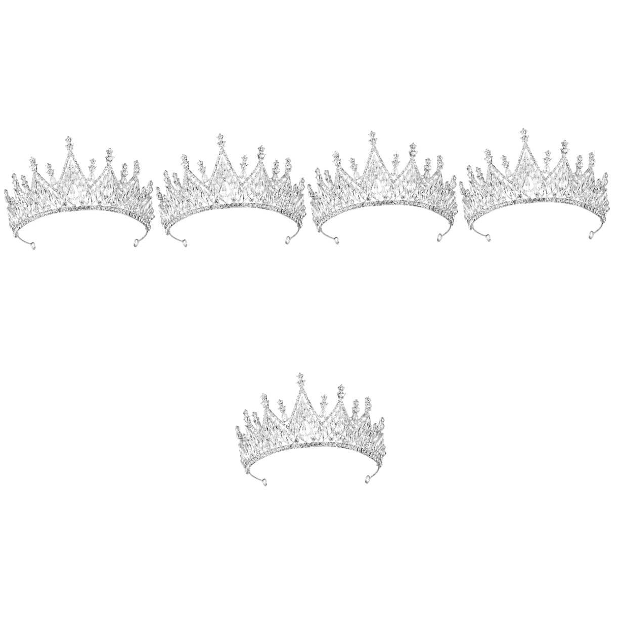 FRCOLOR 5pcs Rhinestone Crown for Girls & Women - Princess Tiara for Bride Wedding, Birthday Party, Cosplay | Sparkly Hair Accessories & Glitter Headbands with Pearl Design - Perfect Gift for Women & Teens (Alloy)
