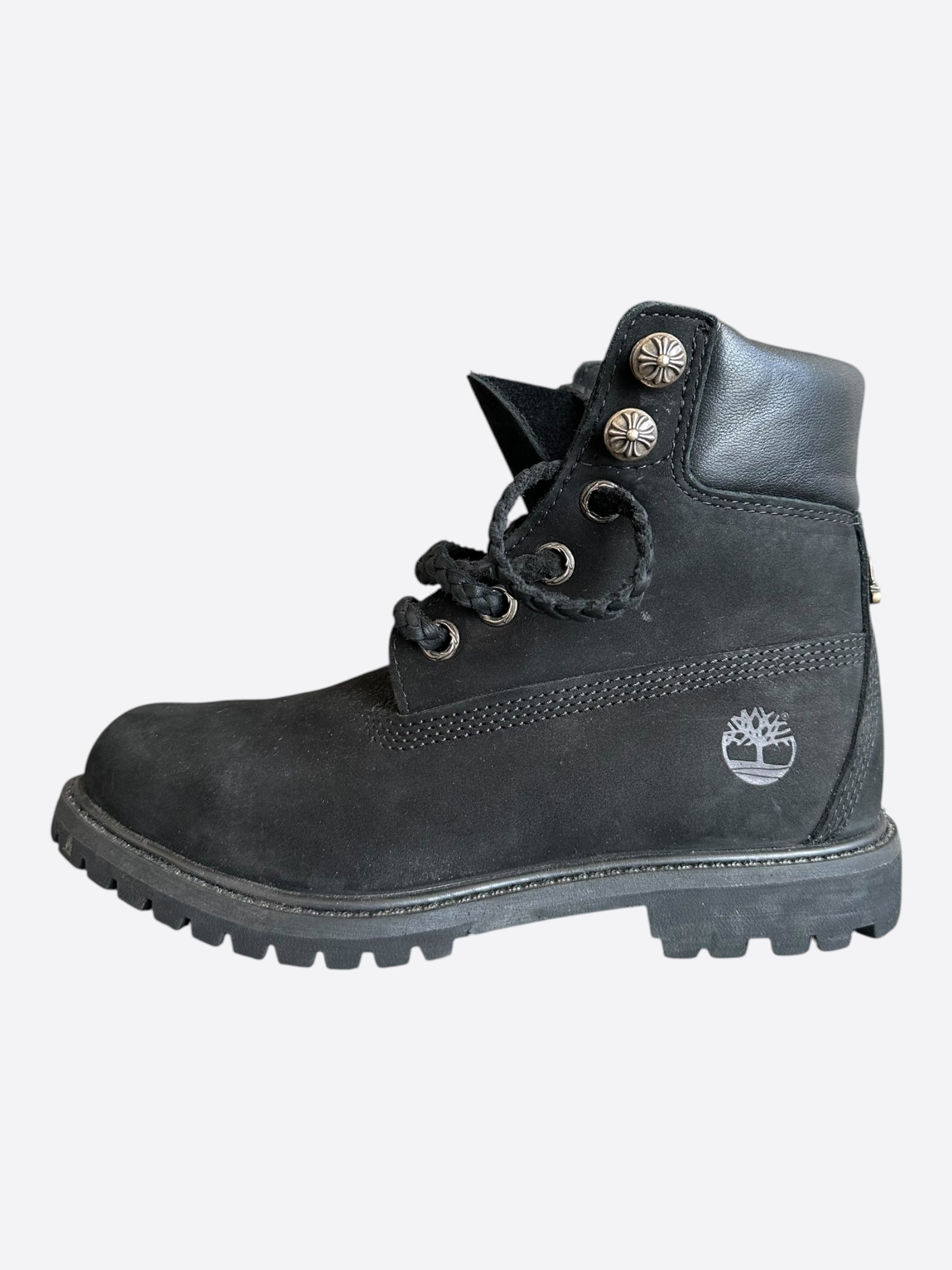 Chrome Hearts x Timberland Black Leather Boots for Men - Stylish & Durable Winter Footwear for Outdoor Adventures & Urban Fashion