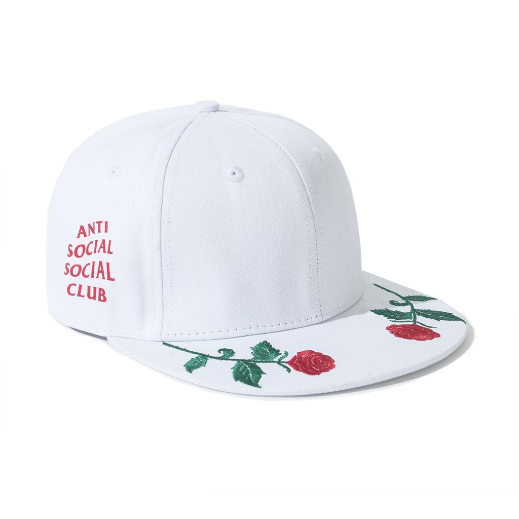 ANTISOCIAL SOCIAL CLUB Roses Are Red White Cap - Streetwear Snapback Hat for Men & Women - Perfect for Urban Fashion, Hip Hop Style and Casual Outfits