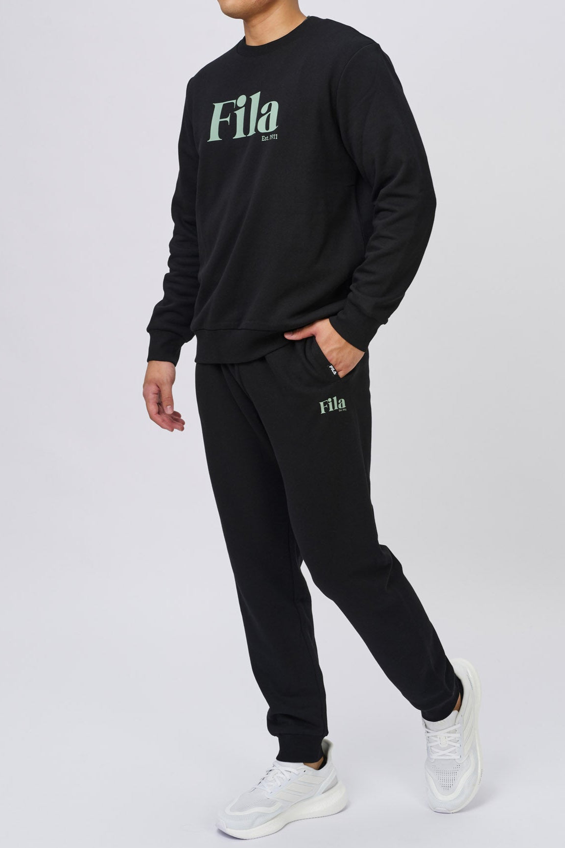 FILA Men's Jamie Black Crewneck Sweatshirt - Comfortable Casual Pullover for Gym, Workout & Everyday Wear