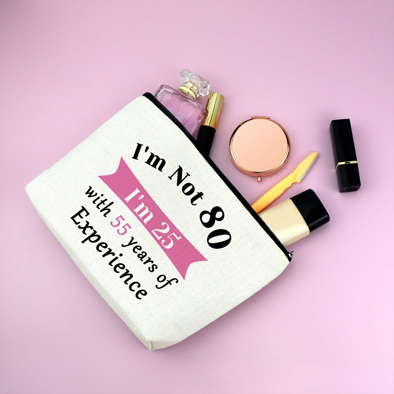 Elegant Makeup Bag for Women - 80th Birthday Gift Idea, Unique Present for Mom, Grandmother Born in 1945 | Perfect for Travel, Cosmetic Storage & Mother's Day (Mxrymvu)