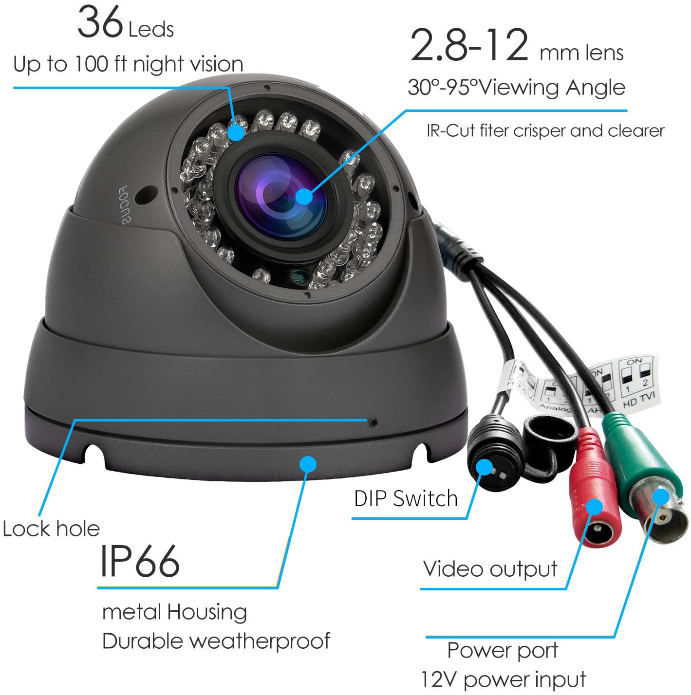 Anpviz 2MP HD 1080P Security Dome Camera - 4-in-1 (TVI/AHD/CVI/CVBS) Analog Surveillance Camera with 2.8-12mm Varifocal Lens, Wide Angle, Weatherproof for Indoor/Outdoor Use - Ideal for Home Security, Office Monitoring & Retail Store Surveillance