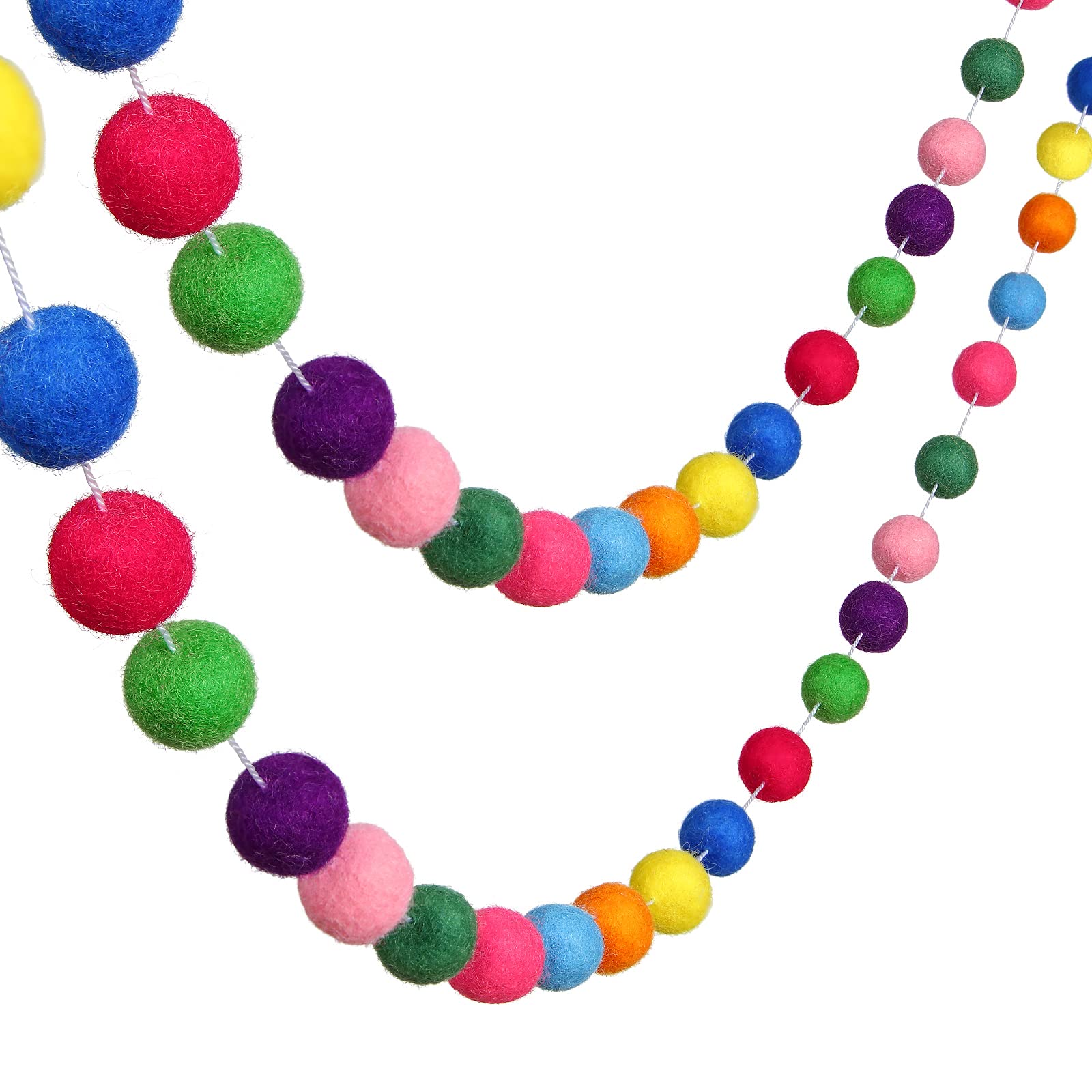 Boao 2-Pack 9.84ft Colorful Wool Felt Ball Garland with 70 Pom Poms - Assorted Colors Home Decor for Easter, Baby Showers, Weddings & Party Supplies | Perfect for Wall, Ceiling & Table Decorations