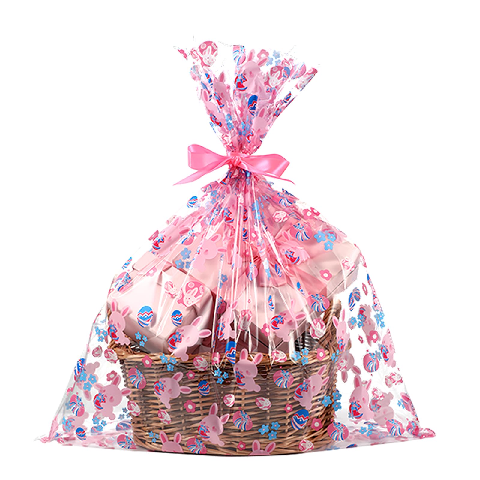 Shareluck 24x30 Inch Easter Gift Bags - 10 Pack Large 2.5Mil Thick Plastic Cellophane Wrap for Easter Baskets, Party Favors & Holiday Gift Wrapping - Perfect for Easter Egg Hunts, Spring Celebrations & Gift Basket Decorations