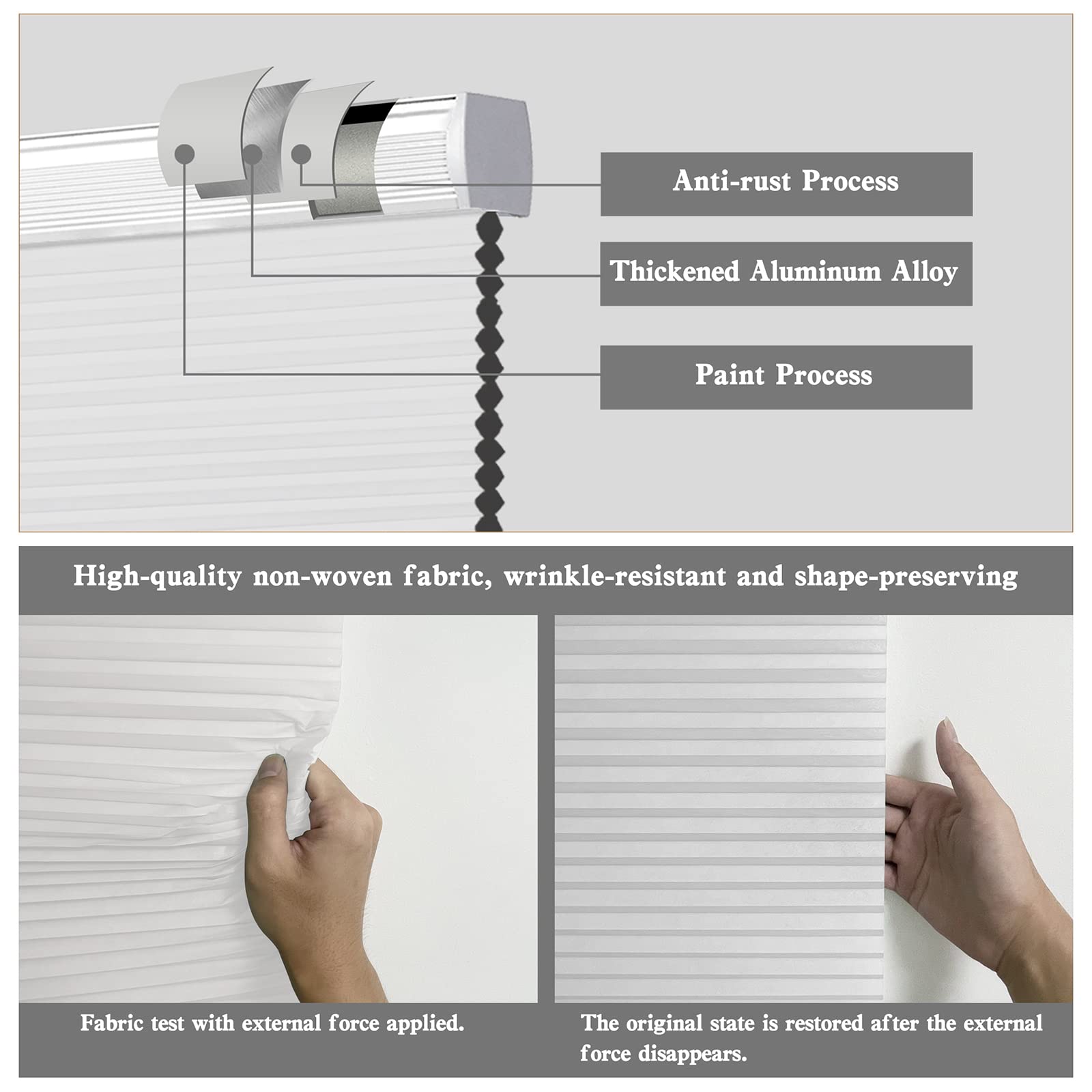 Boolegon Cordless Linen Pattern Blackout Honeycomb Shades - 41.5