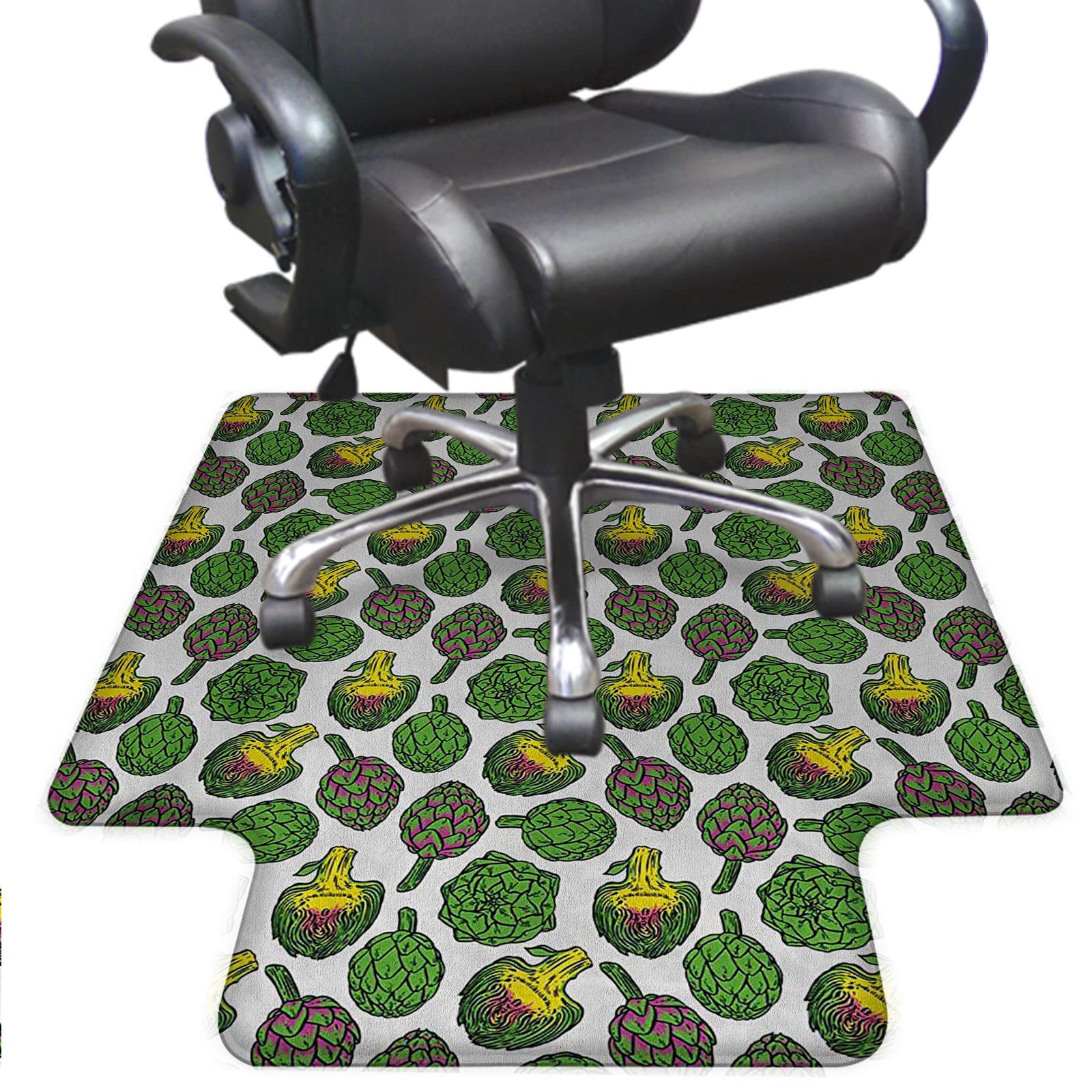Artichoke Heavy Duty Chair Mat for Hardwood Floors - 48x36 Inch Non-Slip Office Chair Mat Protector in Yellow & Fern Green | Perfect for Home Office, Study Room & Workspace