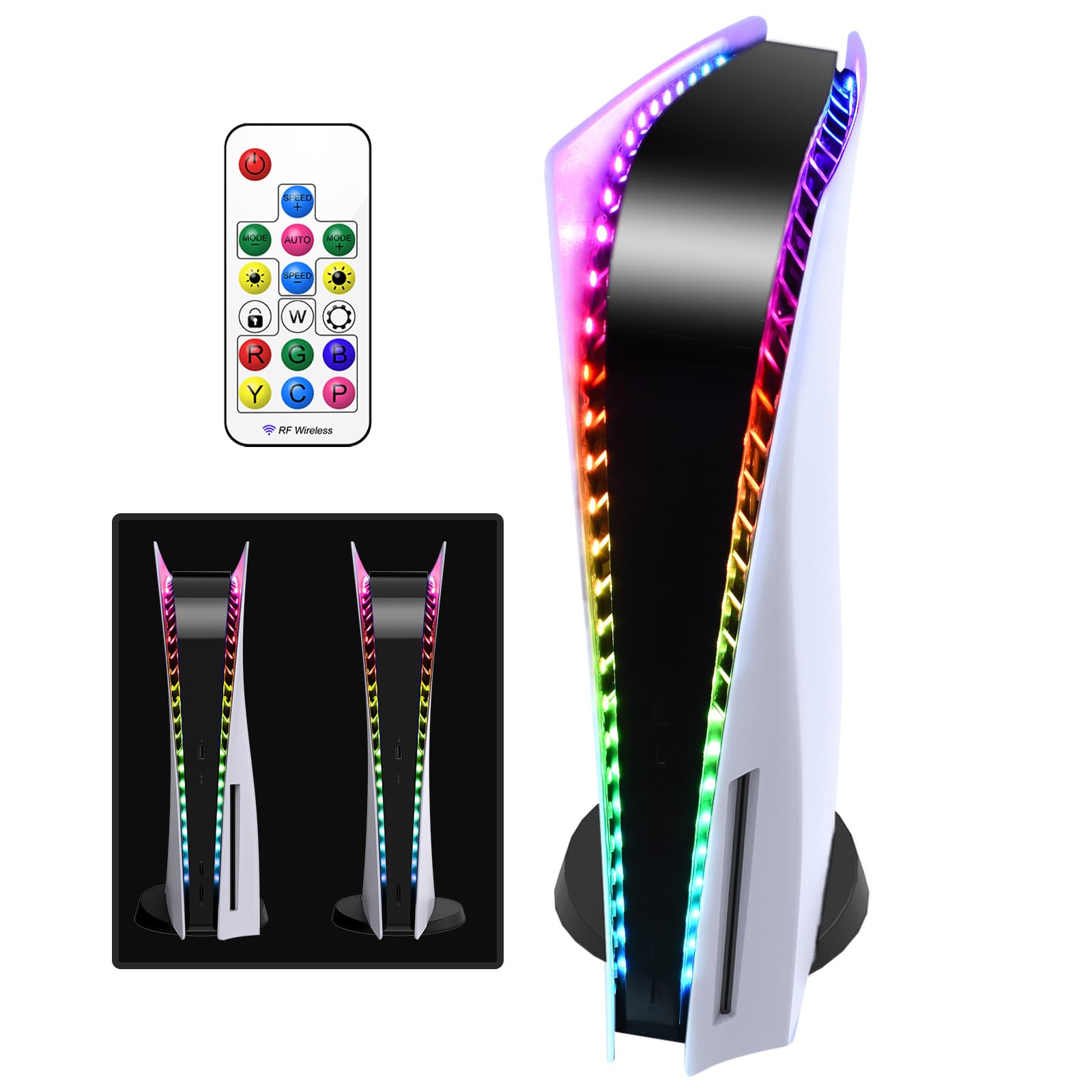 RGB LED Light Strip for PS5/PS5 Pro/PS5 Slim - 7 Colors & 358 Lighting Effects with IR Remote Control | Flexible Decorative Lighting for PlayStation 5 Gaming Setup & Room Ambiance
