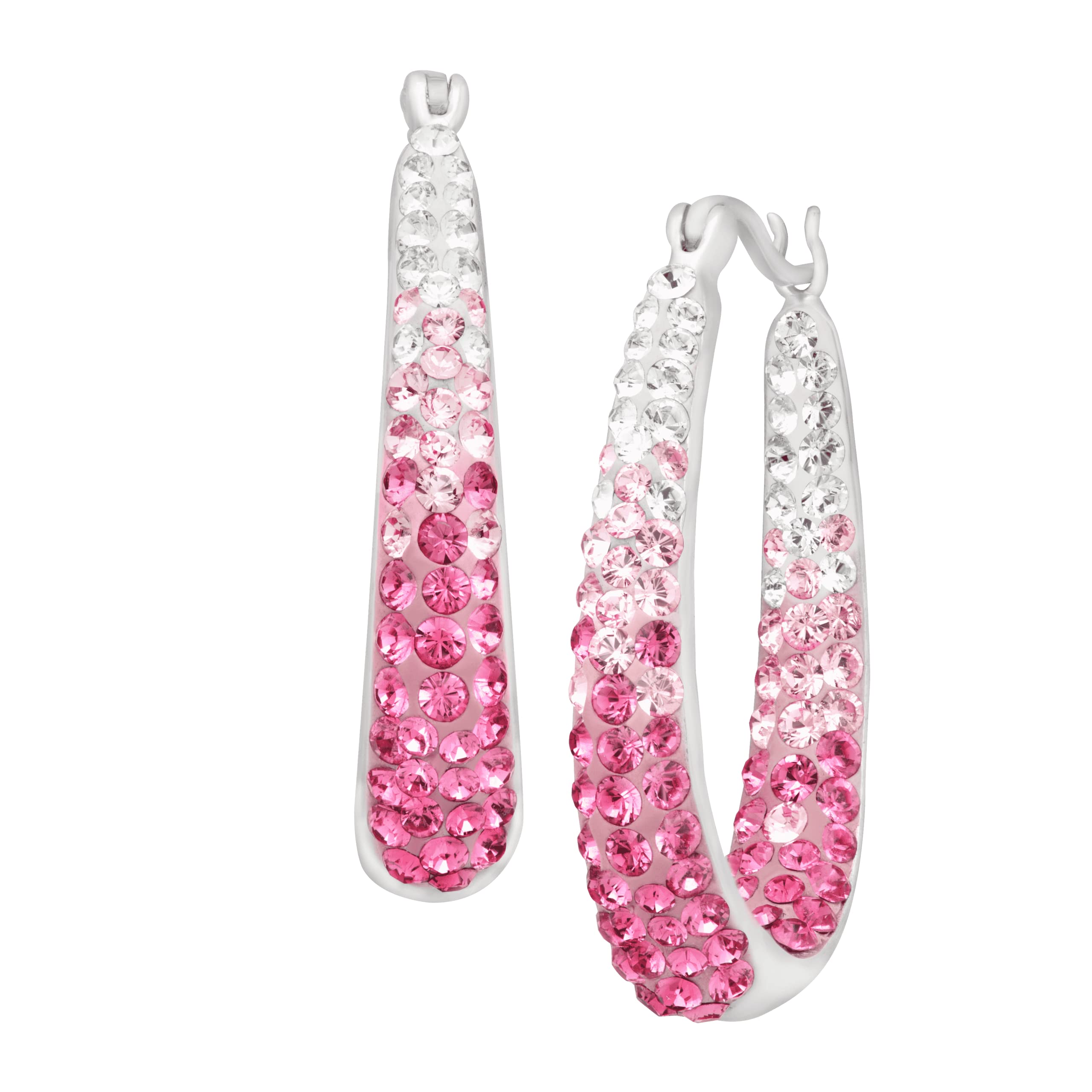 Sterling Silver Hoop Earrings with Rose Crystals & Gold Posts - Elegant Jewelry for Women, Perfect for Weddings, Parties & Everyday Wear