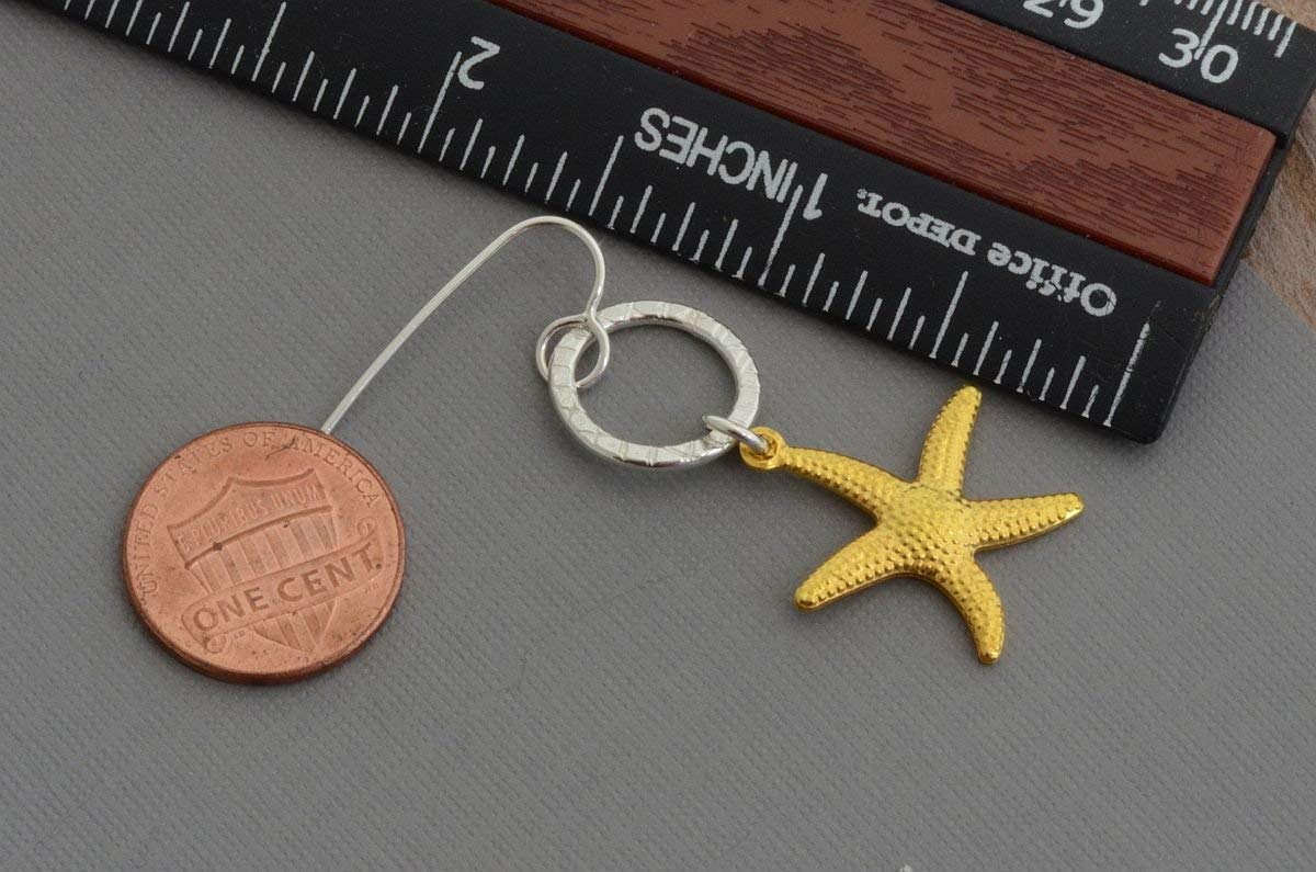 Sterling Silver Gold-Toned Starfish Dangle Earrings | Hypoallergenic Nautical Jewelry for Women | Perfect for Beach Vacations, Summer Outfits & Gift Giving