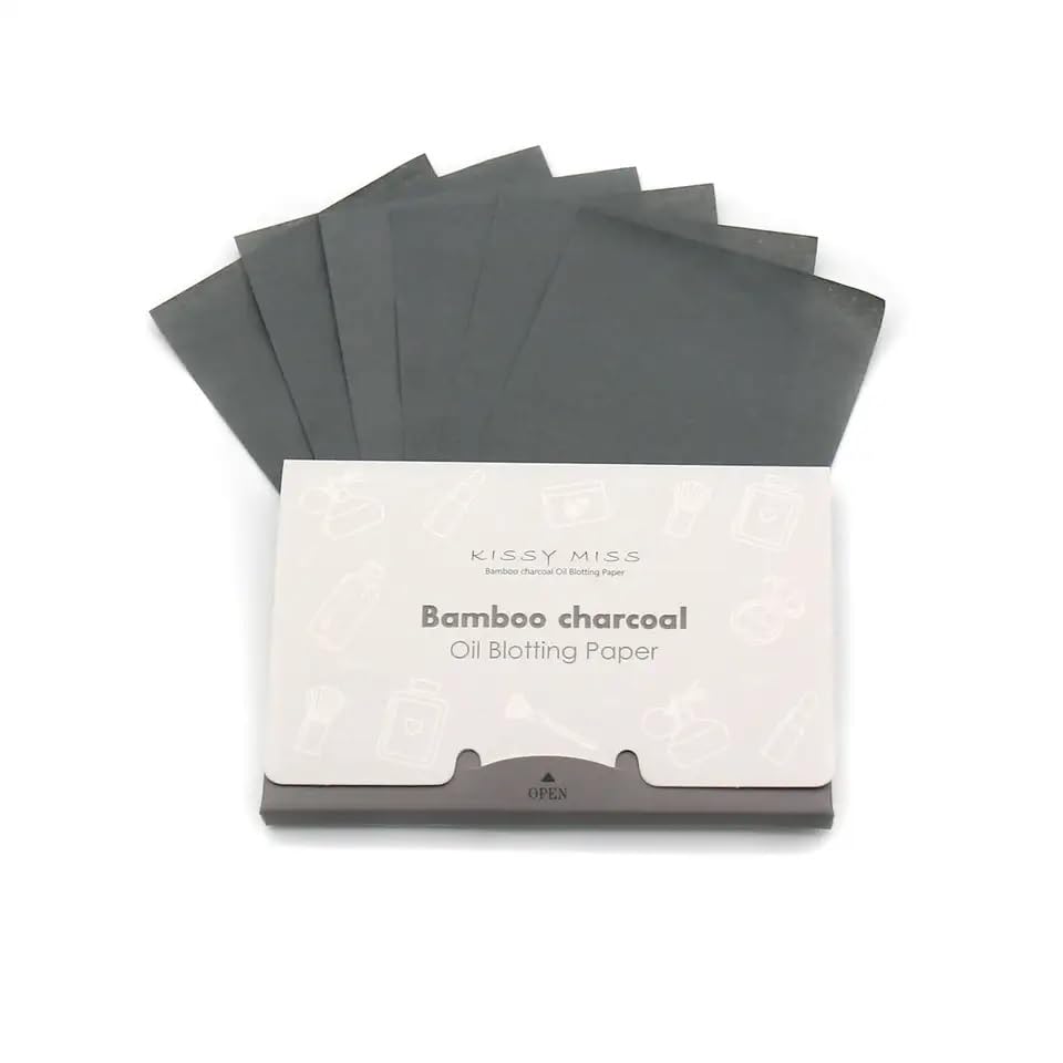 Organic Bamboo Charcoal Blotting Papers - 100 Sheets | Natural Oil Absorbing Facial Sheets for Oily Skin, Acne & Shine Control | Perfect for Makeup Touch-Ups, Gym, Travel & Daily Skincare Routine