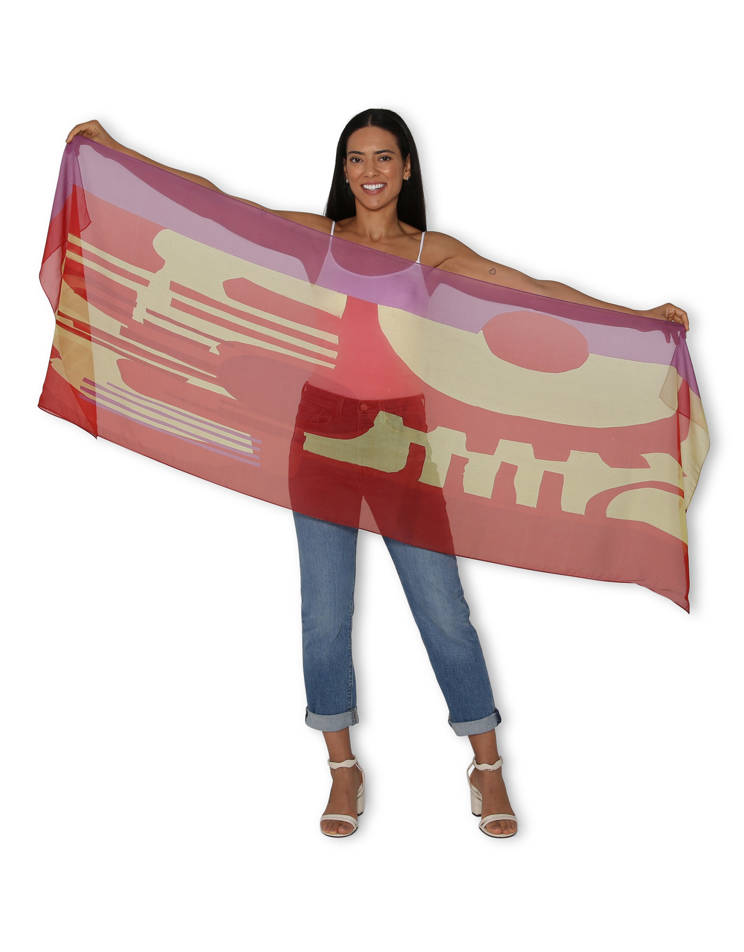 The Artists Label Cogs In My Mind Scarf - Stylish Geometric Print Fashion Accessory for Women - Perfect for Winter Outfits, Office Wear & Special Occasions