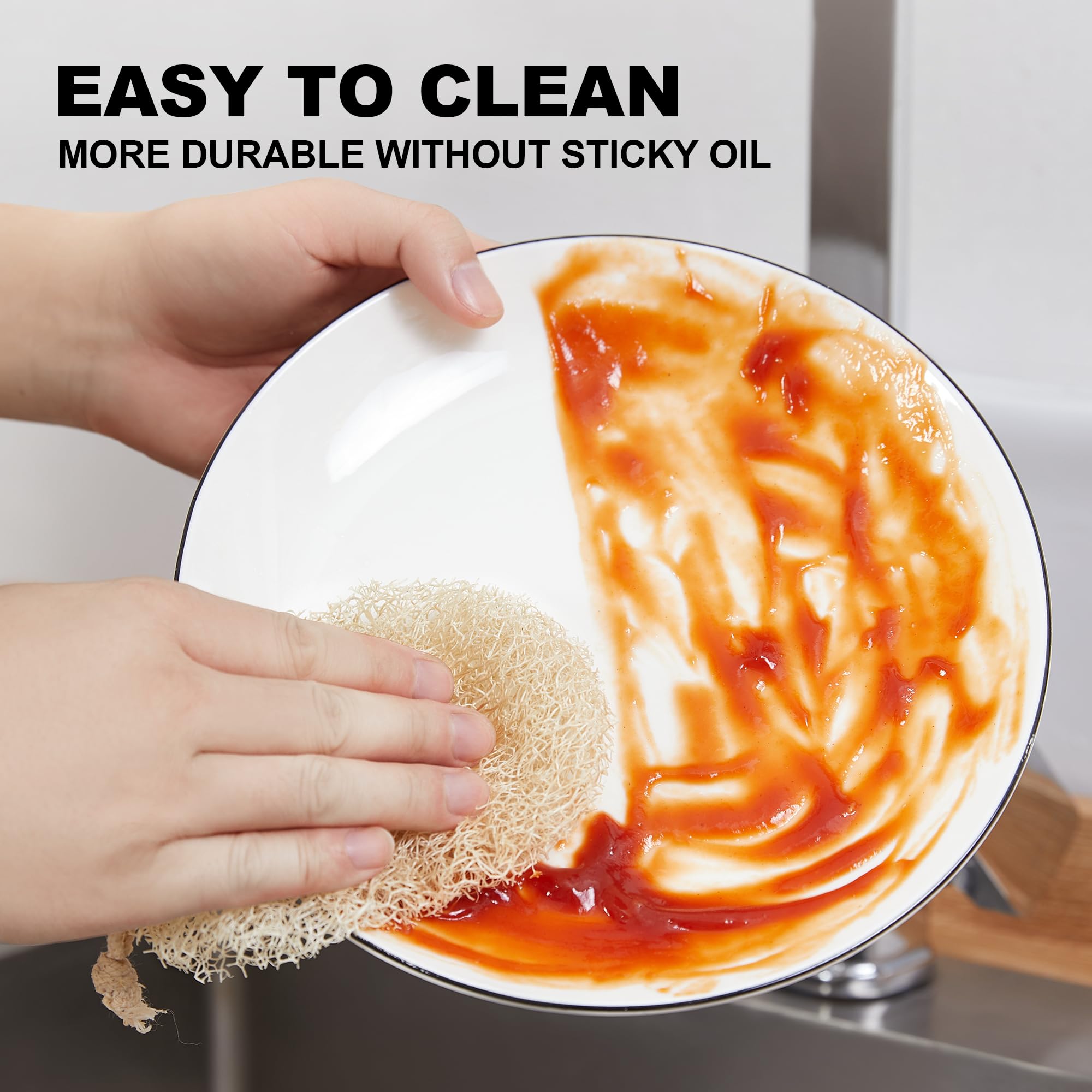 JOYMOOP Natural Loofah Dish Sponges - 12 Pack | Eco-Friendly Kitchen Scrubber for Washing Dishes, Pots & Pans | Perfect for Daily Cleaning & Gentle Scrubbing