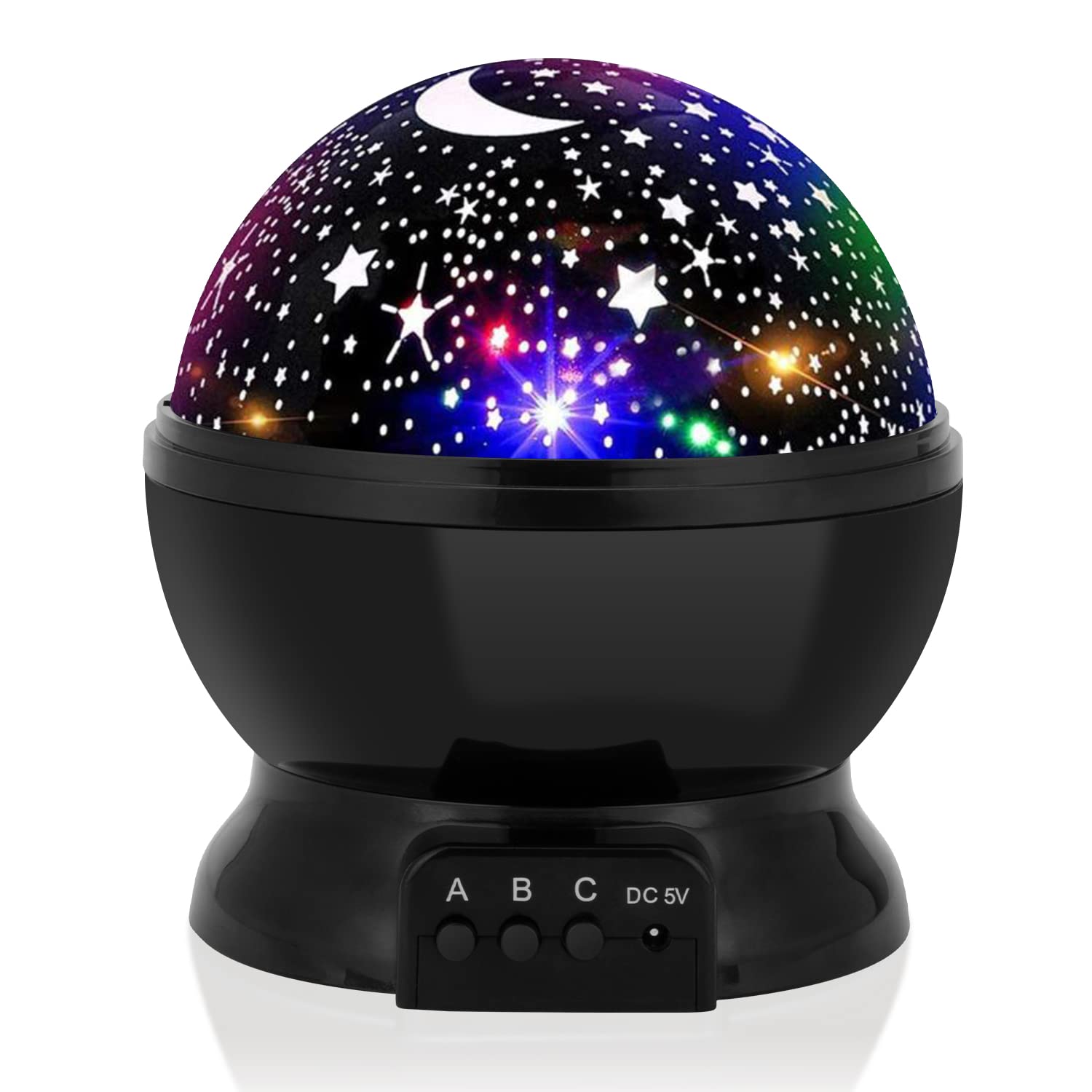 Starry Night Light Projector for Kids - 360° Rotating Moon & Star Projector with 9 Color Changing LED Lights, USB Powered | Perfect for Bedrooms, Nurseries & Relaxation Gifts